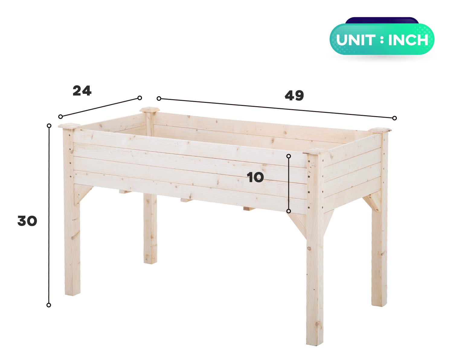 49x24x30 Inch Elevated Wooden Garden Raised Bed - Outdoor Planter Box Kit for Vegetables, Flowers & Herbs | Patio, Yard & Greenhouse Gardening Solution with Sturdy Legs