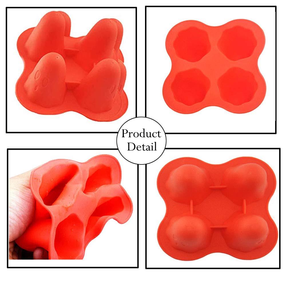 Premium Silicone Ice Cube Molds - Halloween Ghost Shaped Ice Tray for Whiskey, Cocktails, Candy & Baking (Set of 4) - Perfect for Party Drinks, Home Bars & Spooky Treats