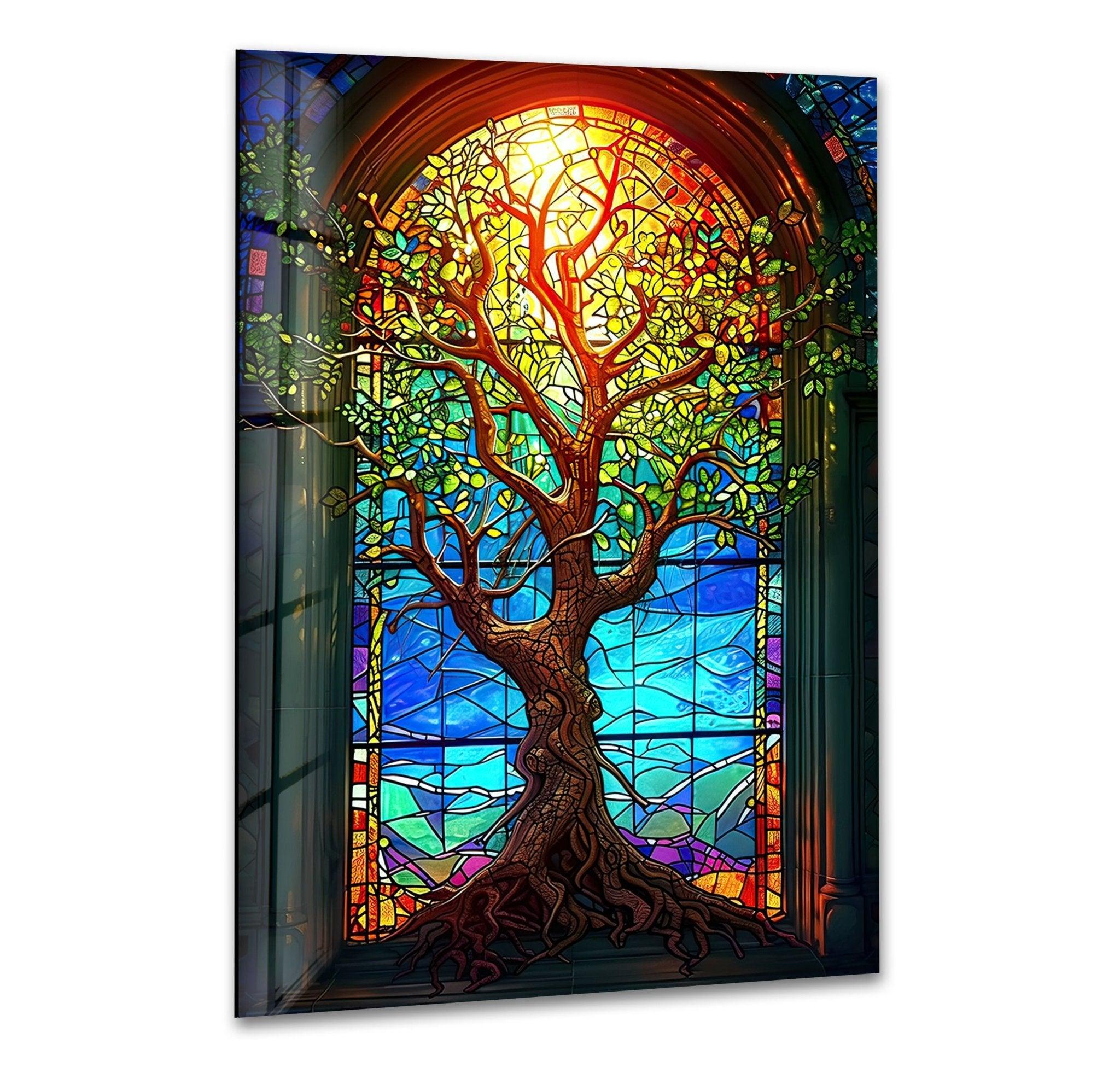 Stunning Yellow Life of Tree Glass Wall Art - Handmade Modern Home Decor for Living Room, Bedroom & Office - Perfect for Gifts & Interior Design