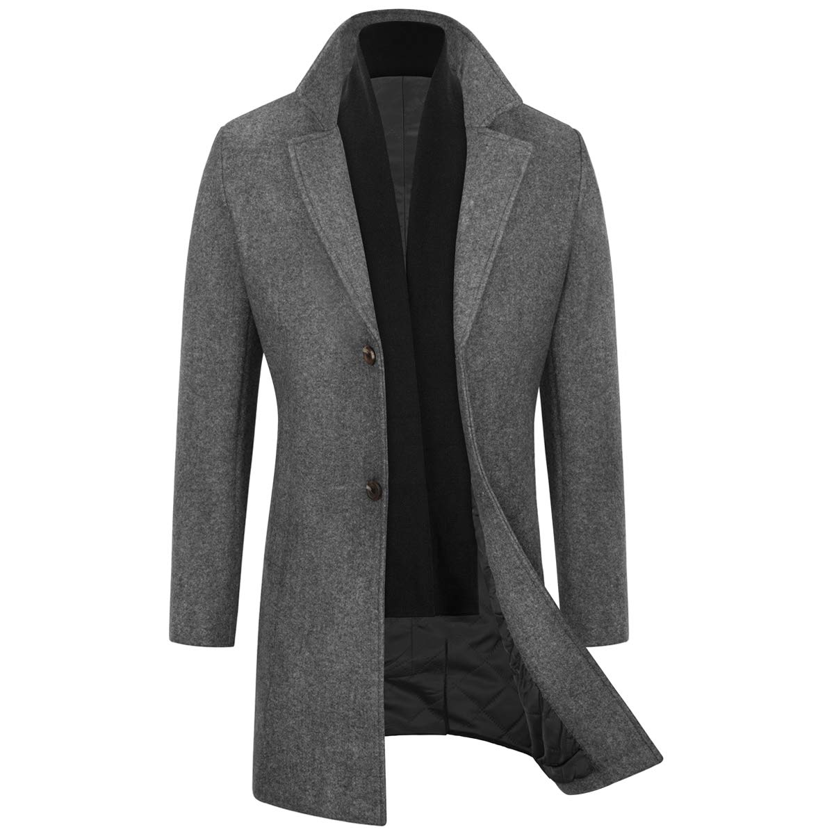 WULFUL Men's Slim Fit Wool Trench Coat - Warm Winter Overcoat for Business, Office & Formal Occasions