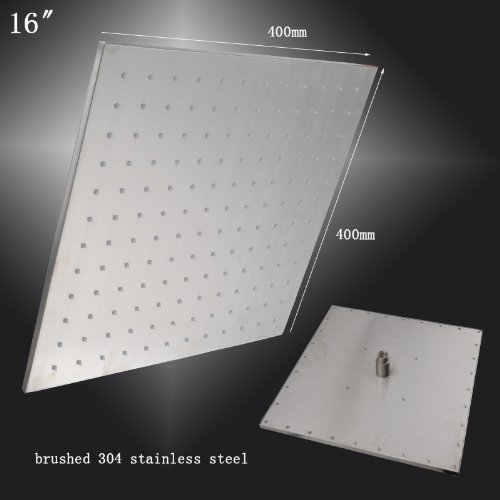 16 Inch Square Rainfall LED Shower Head - Cascada Ceiling Mount Stainless Steel Shower Panel (Shower Arm Not Included) | Modern Bathroom Upgrade for Spa-Like Experience