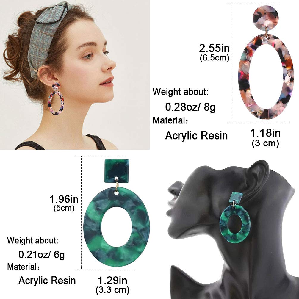 Stylish Acrylic Earrings for Women - Colorful Resin Drop Dangle Earrings - Perfect for Parties, Weddings & Everyday Wear