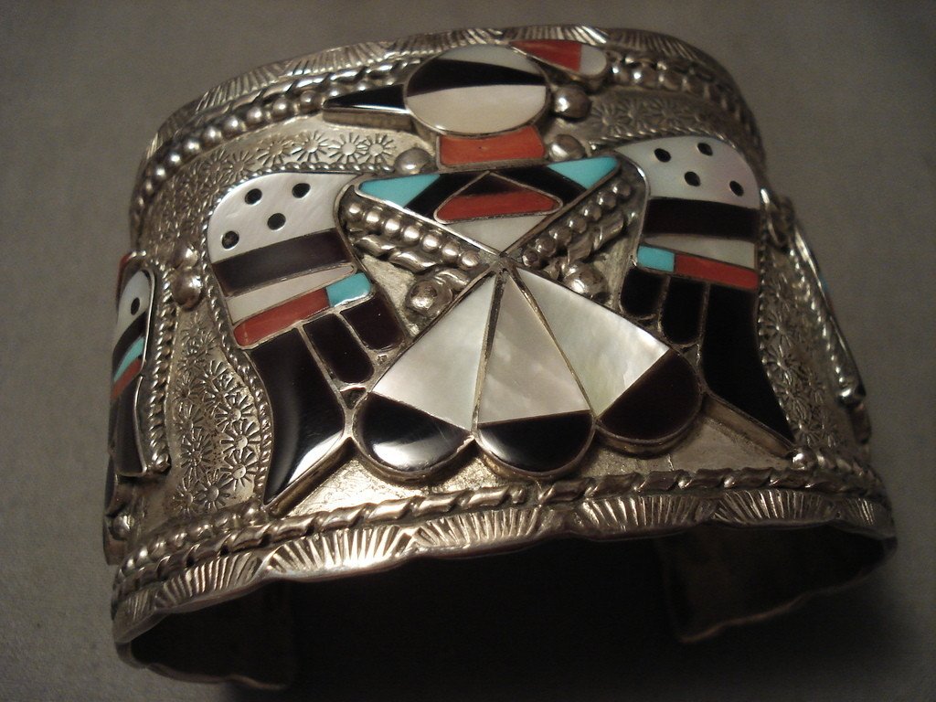 Authentic Zuni Turquoise Native American Silver Bracelet - 103g Wide Vintage Cuff for Women - Perfect for Boho, Western & Tribal Fashion