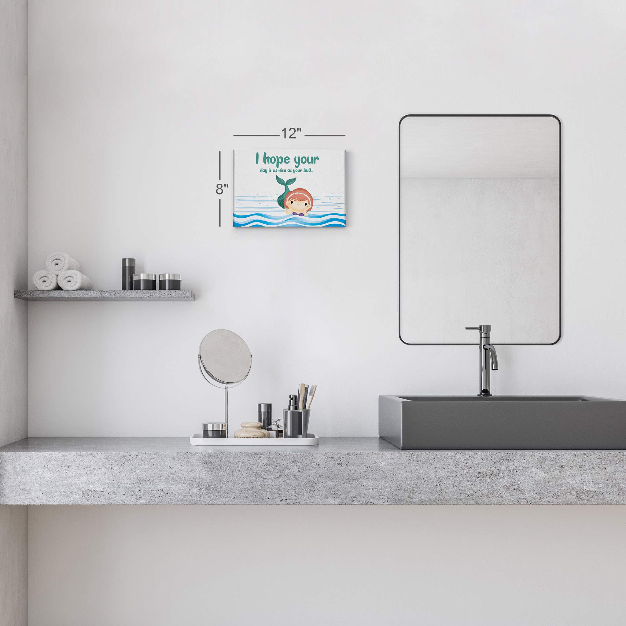 Funny Bathroom Wall Art - 'I Hope Your Day is as Nice as Your Butt' Canvas Print | Smile Art Design | 30x40 Inch Ready to Hang Bathroom Decor | Made in USA | Perfect for Kids Bathroom, Powder Room & Home Decoration