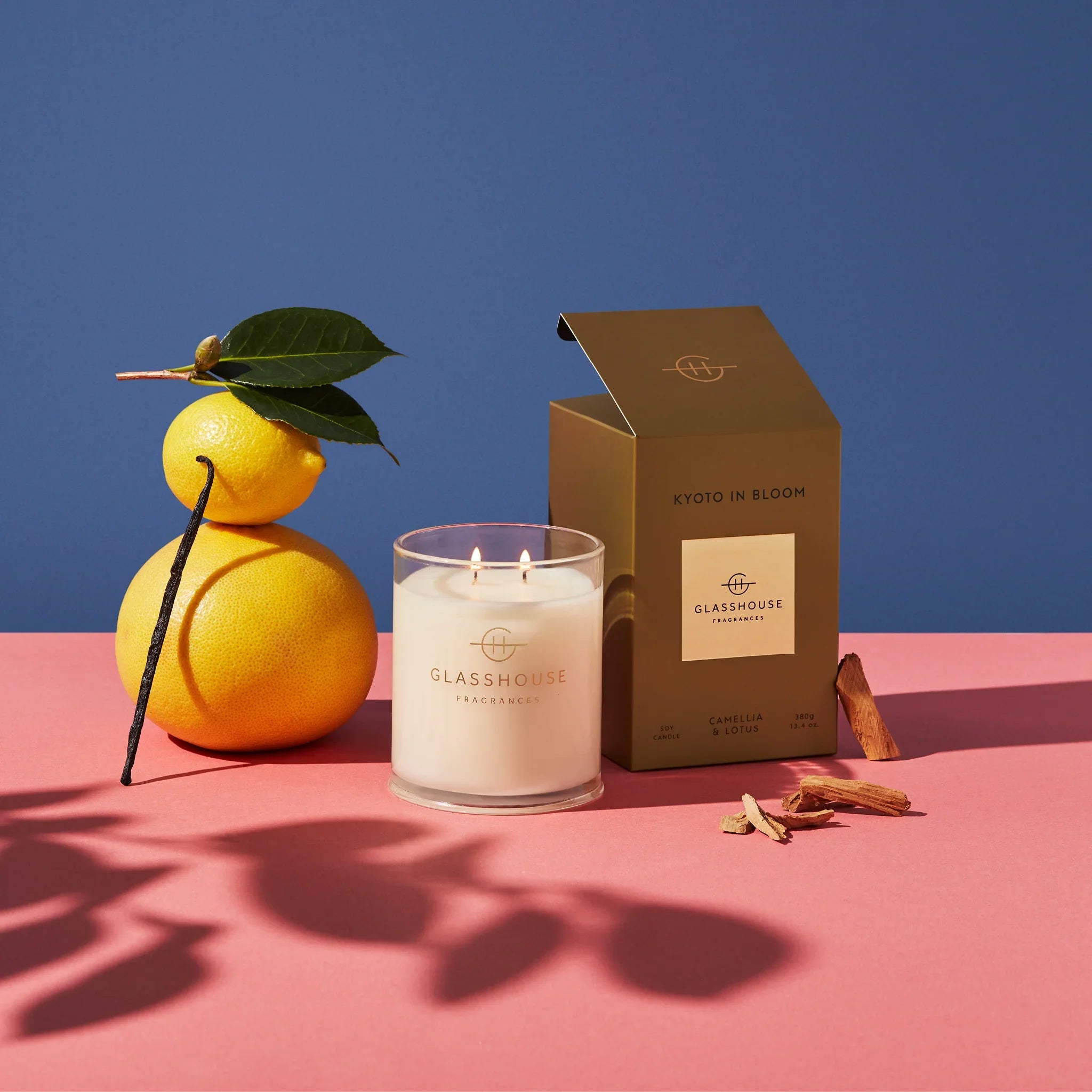 Glasshouse Fragrances Kyoto In Bloom Camellia & Lotus Scented Candle 13.4oz | Floral Home Decor for Relaxation & Aromatherapy