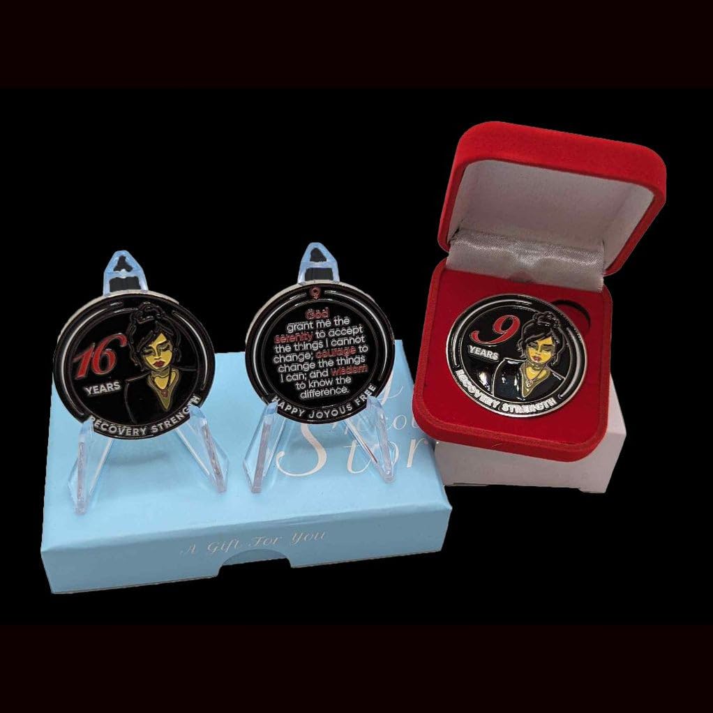 Women of Serenity AA Medallion in Red Gift Box - Spiritual Jewelry for Women, Anniversary Gift for 1-50 Years - Perfect for Meditation, Prayer & Special Occasions