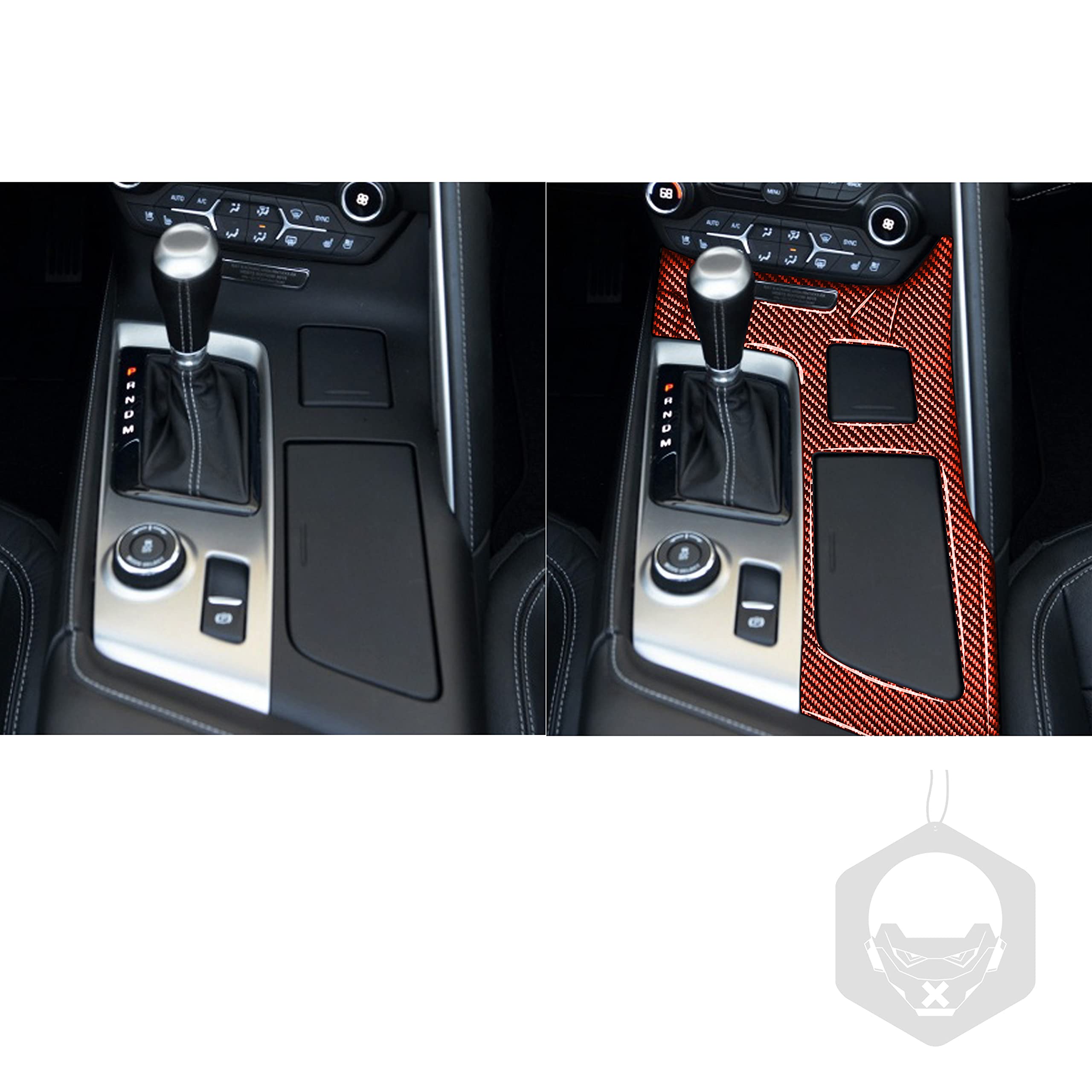 Premium Real Carbon Fiber Cup Holder Cover for Chevrolet Corvette C7 (2014-2019) | Interior Center Console Protector & Decorative Sticker | Red Accent | Enhances Driving Experience & Protects from Spills