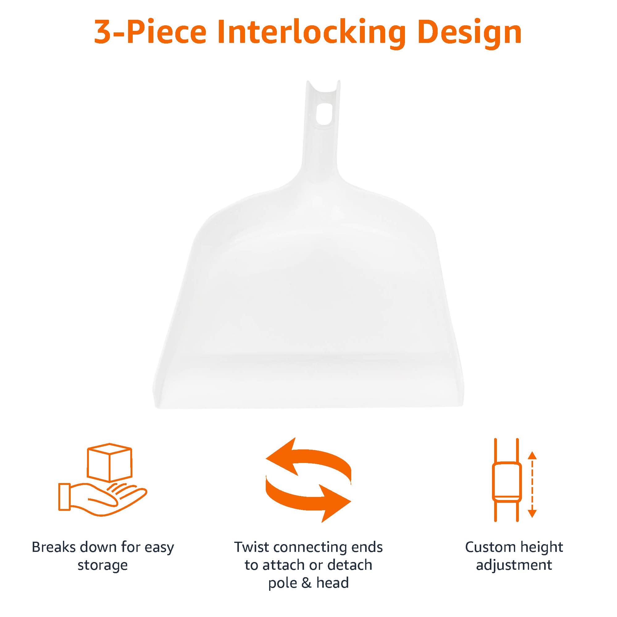 Amazon Basics Dustpan and Broom Set - Blue and White Cleaning Tools for Home, Kitchen, Garage & Outdoor Use