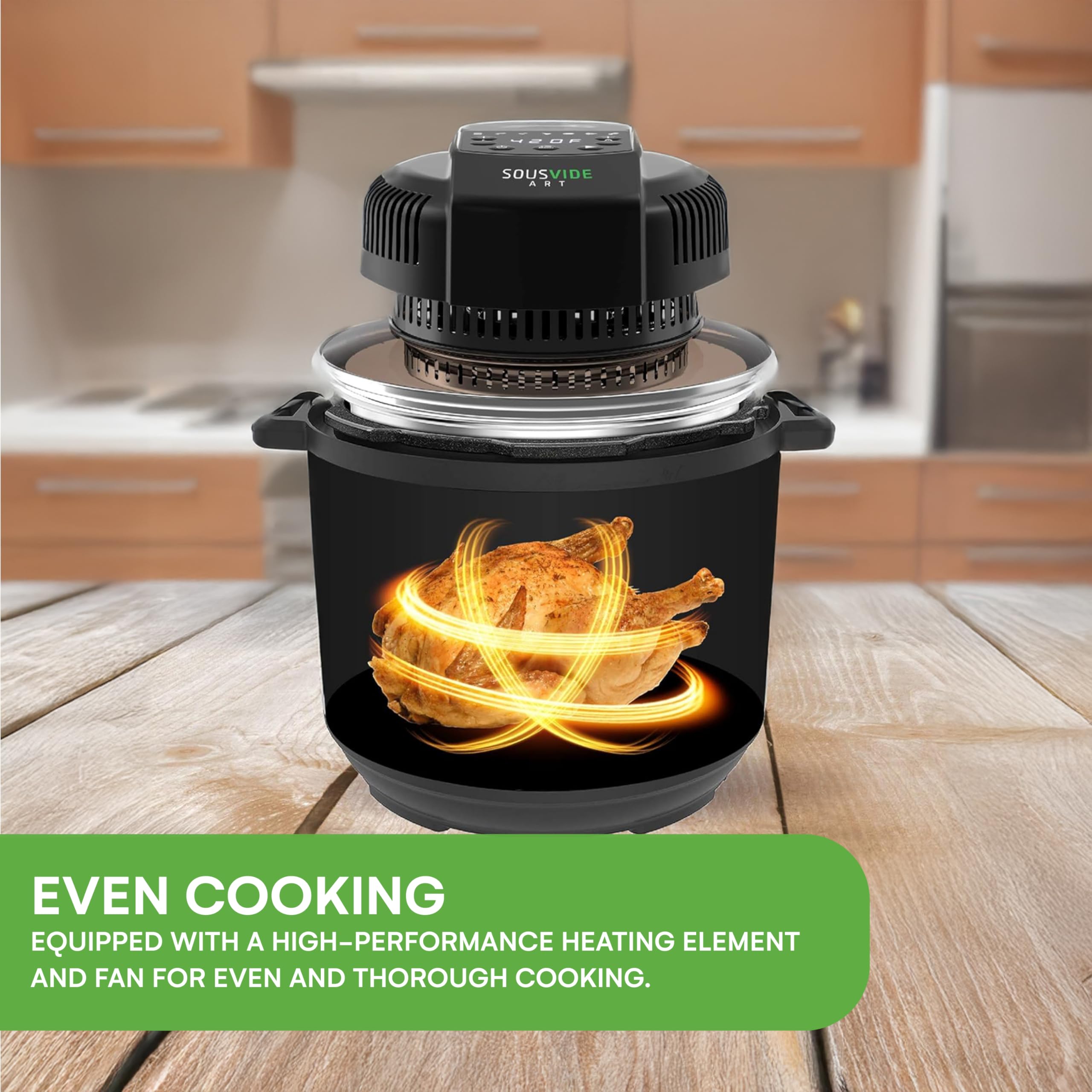 **Air Fryer Lid for 6 Qt & 8 Qt Pressure Cookers - Glass Lid with Accessories Kit (Basket, Rack, Cookbook) - Perfect for Healthy Frying, Roasting & Baking at Home**