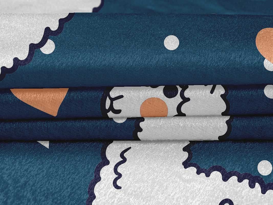 oneOone Velvet Blue Fabric Sheep Print - 58 Inch Wide Soft DIY Quilting & Nursery Decor Fabric by the Yard - Perfect for Baby Blankets, Clothing, and Home Decor Projects