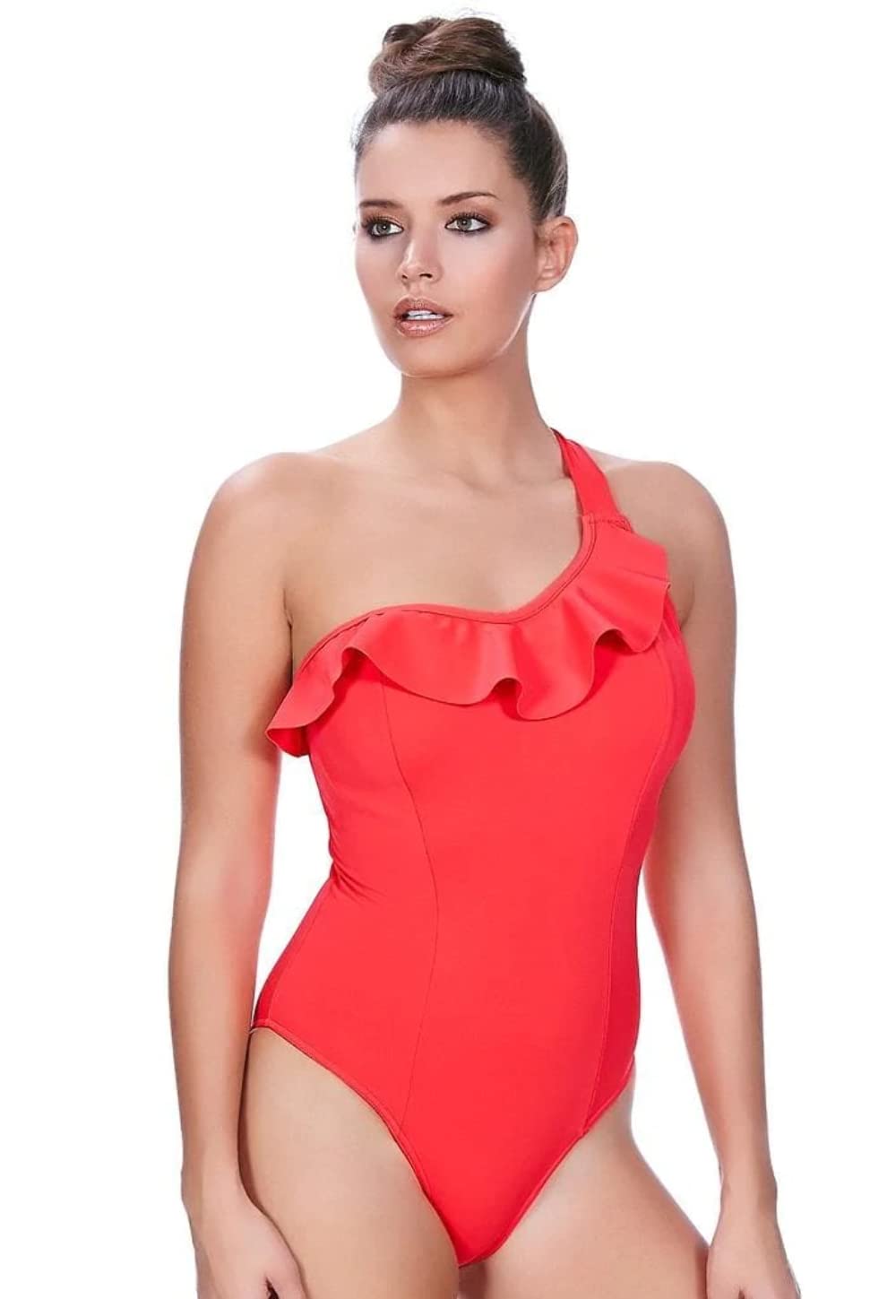 Freya Remix AS3949 Insanely Red Underwire Sculpted Frilled One Piece Swimsuit - Perfect for Beach Vacations, Pool Parties & Summer Getaways