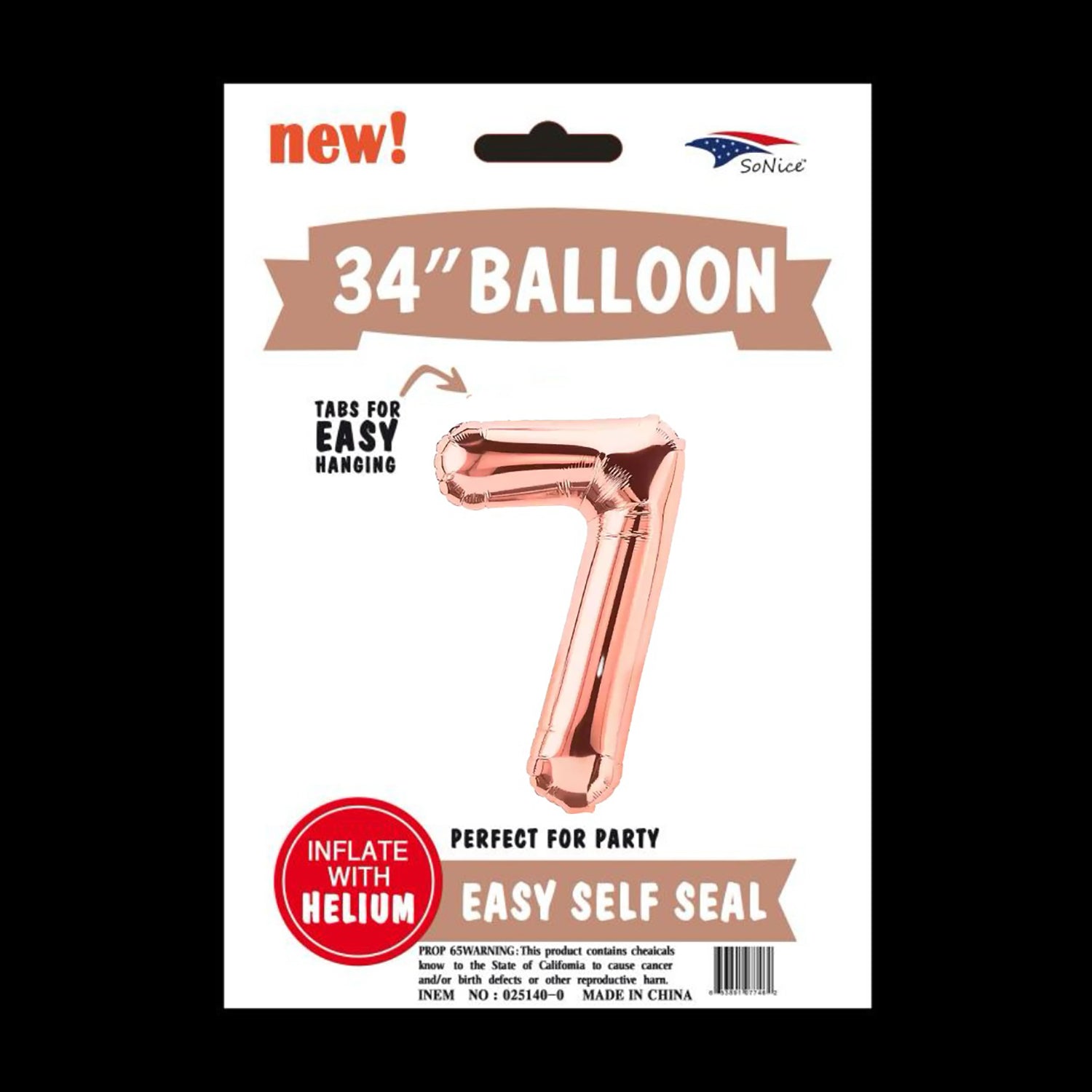 Rose Gold Foil Number 7 Balloon - 34 Inch Large Party Decoration for Birthdays, Anniversaries & Celebrations