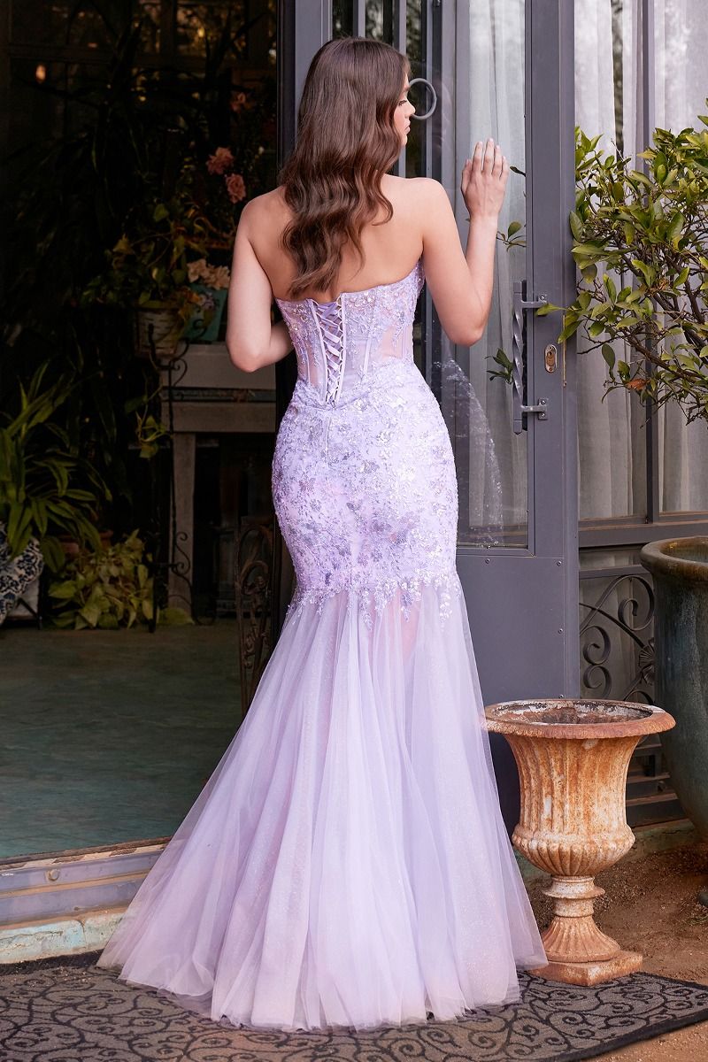 Elegant A1388 Sequin Floral Mermaid Gown in Black & Nude - Andrea & Leo for Prom, Evening Gala & Special Occasions