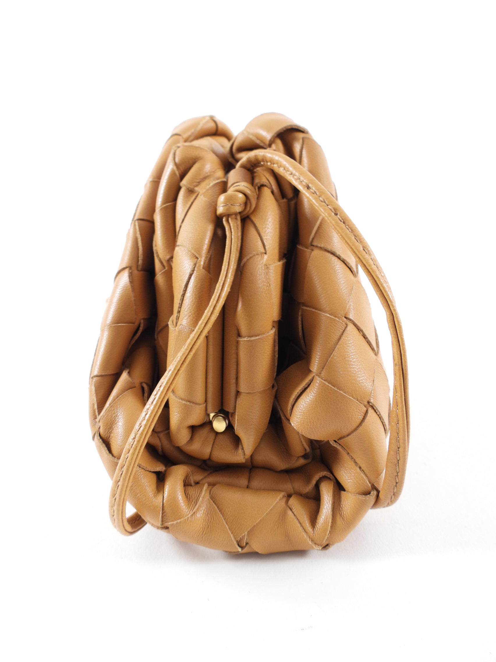 Bottega Veneta Mini Pouch Crossbody Bag - Genuine Caramel Intrecciato Leather - Perfect for Everyday Use, Date Night & Travel Accessories