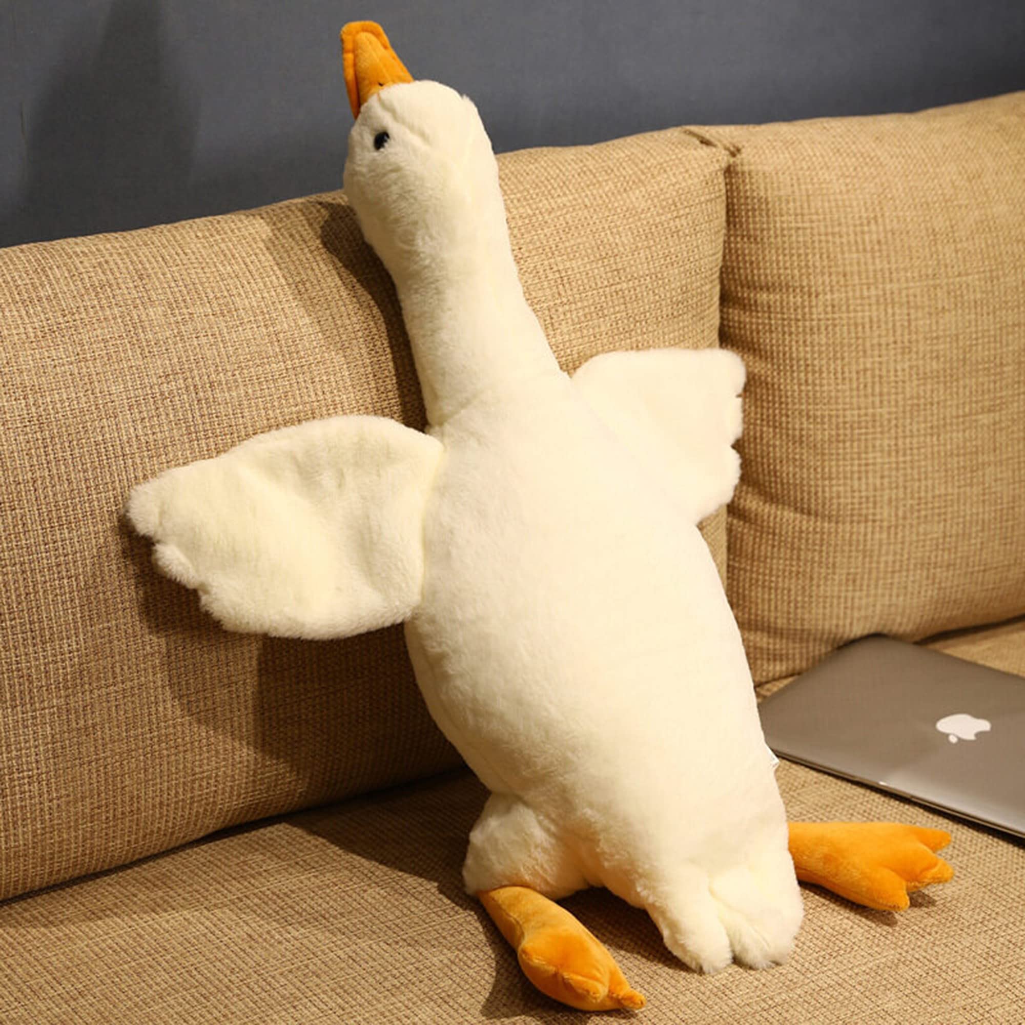 35 Inch Giant Duck Plush Body Pillow - Soft Grey Stuffed Animal for Adults & Kids (90 cm) | Perfect for Cuddling, Bedroom Decor, and Stress Relief