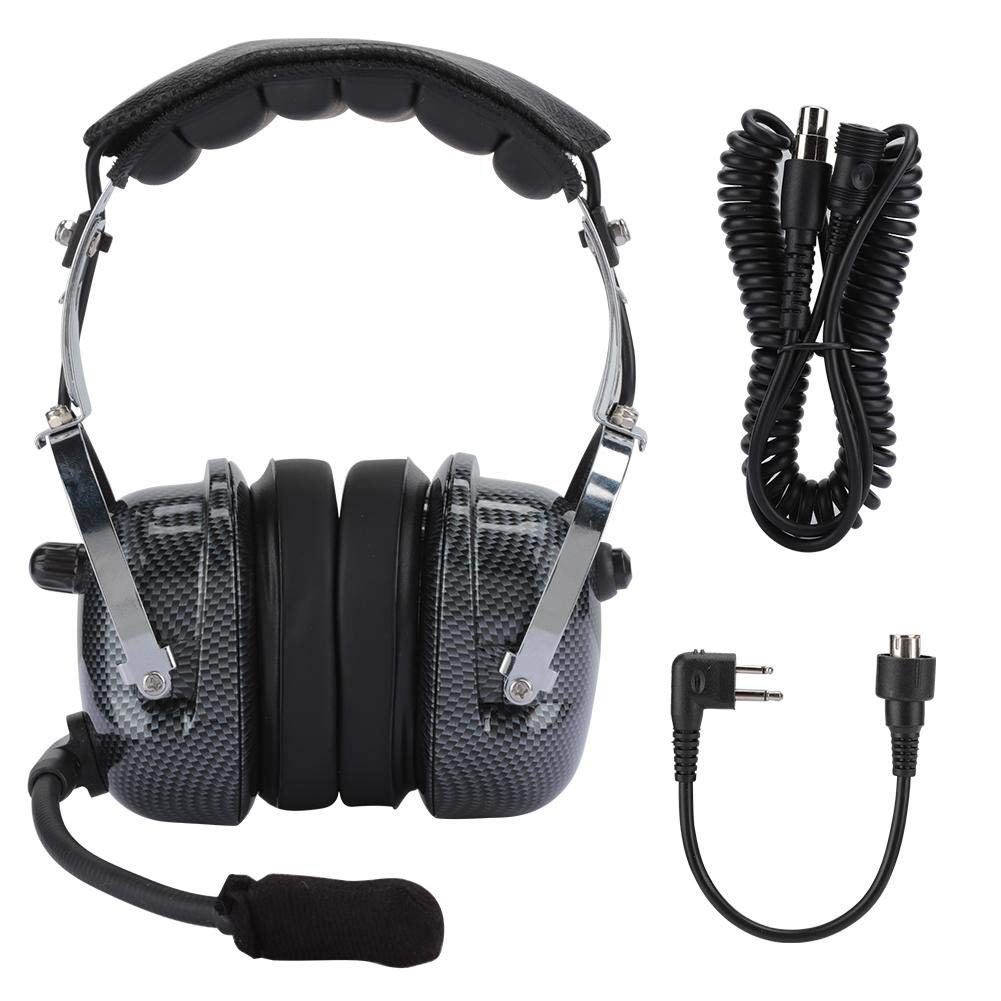 Professional Aviation Pilot Headset - Black Noise Canceling Headphones with Head Mount for BAOFENG & Motorola Radios (Model M) | Perfect for General Aviation, Flight Training & Racing Communication