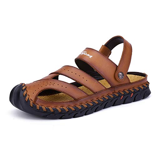 Men's Closed Toe Hiking Sandals - Anti-Slip Adjustable Waterproof Sport Sandals for Summer Outdoor Activities, Beach, Boat & Fishing | Perfect for Trail Walking, Camping & Water Adventures