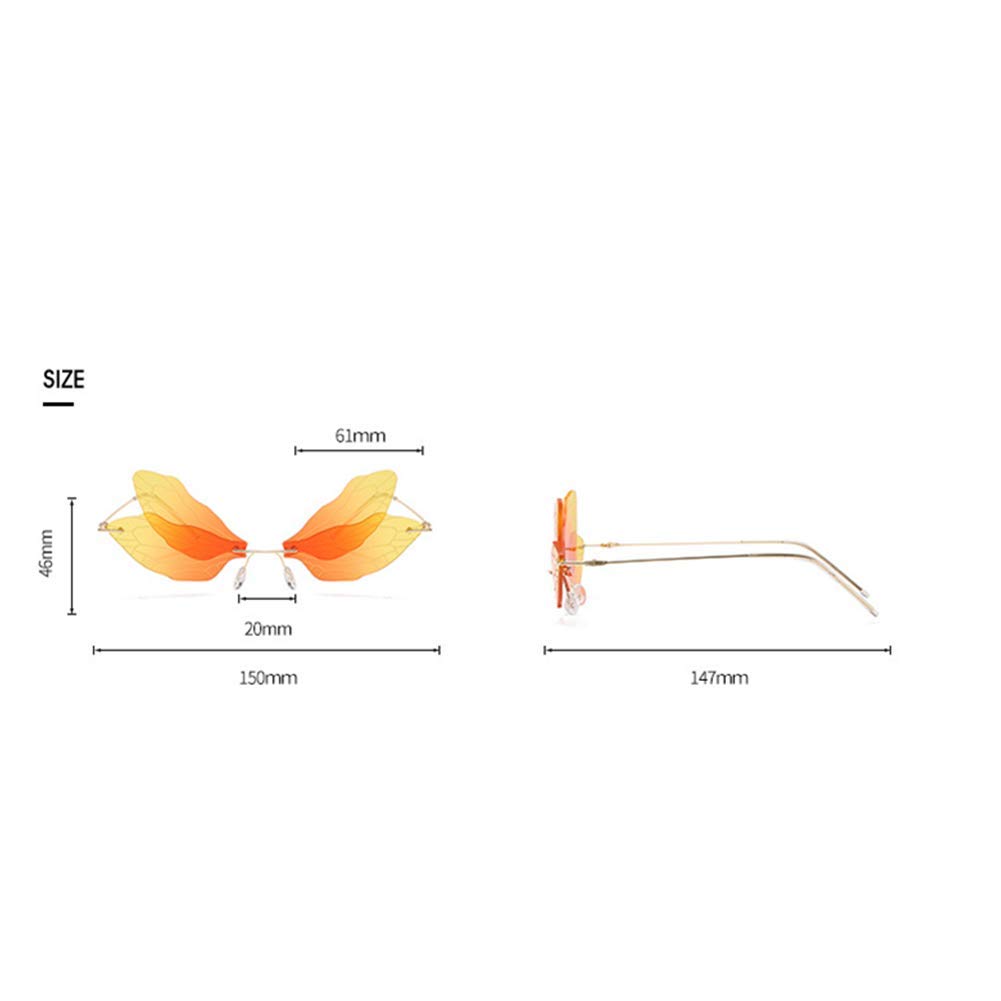 ENTHYI Dragonfly Wing Shape Sunglasses for Women & Men - Frameless Irregular UV Protection Glasses - Perfect for Parties, Beach & Outdoor Activities