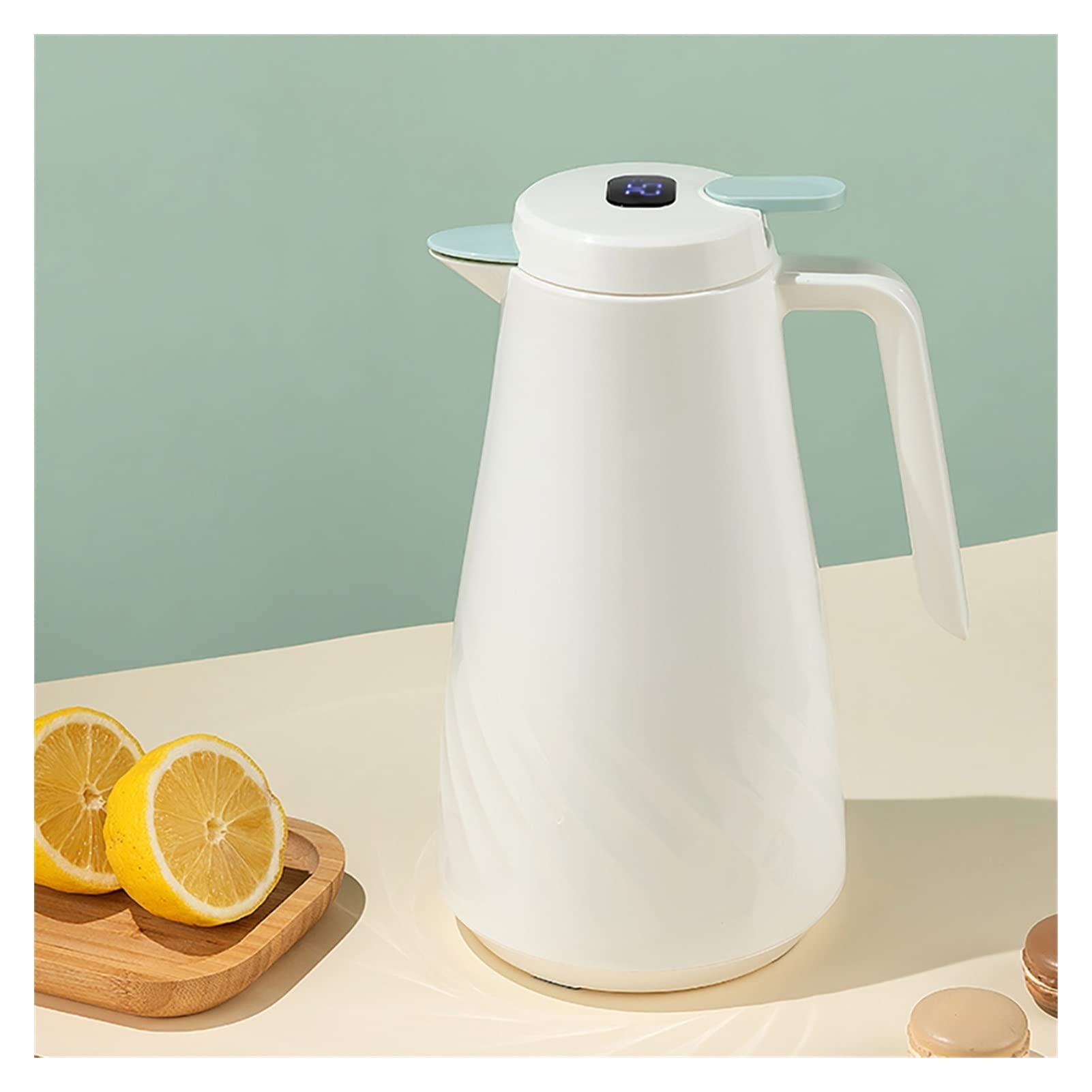 LEIYAN 34oz Vacuum Insulated Coffee Carafe with Temperature Display - Double Wall Stainless Steel Thermal Carafe with Glass Liner - Keeps Coffee, Tea & Water Hot/Cold for Hours - Perfect for Home, Office & Outdoor Use