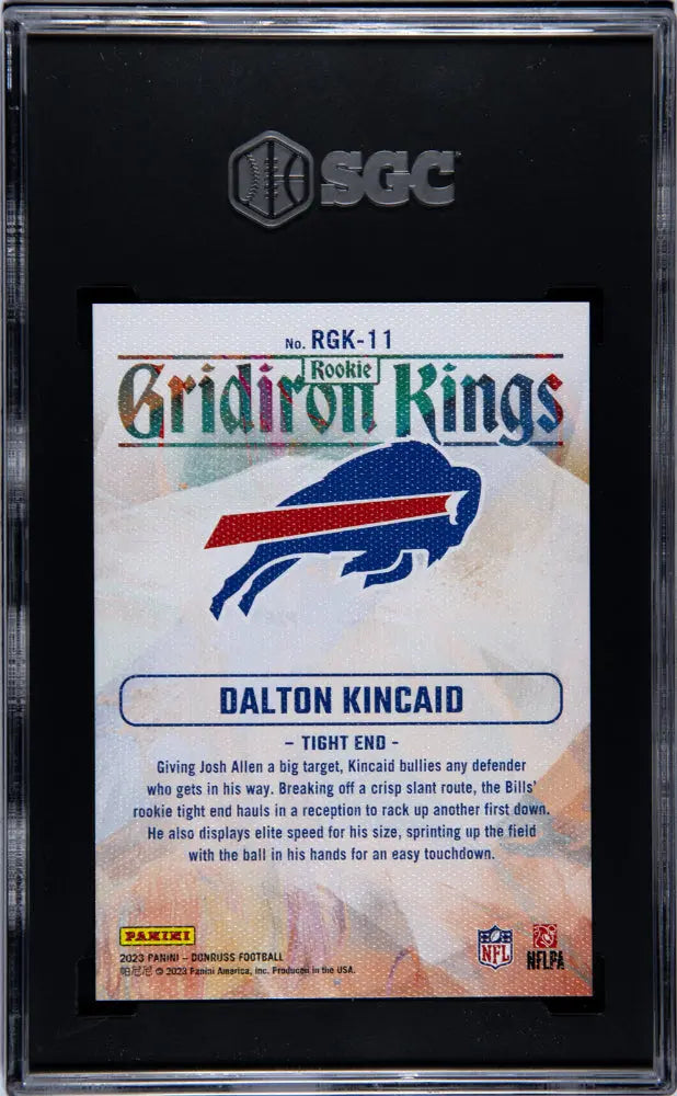 2023 Donruss Dalton Kincaid Rookie Gridiron Kings Studio Series SGC 10 Gem Mint /100 - Rare Football Trading Card for Collectors & Sports Fans - Perfect for Display, Investment & Memorabilia Collections