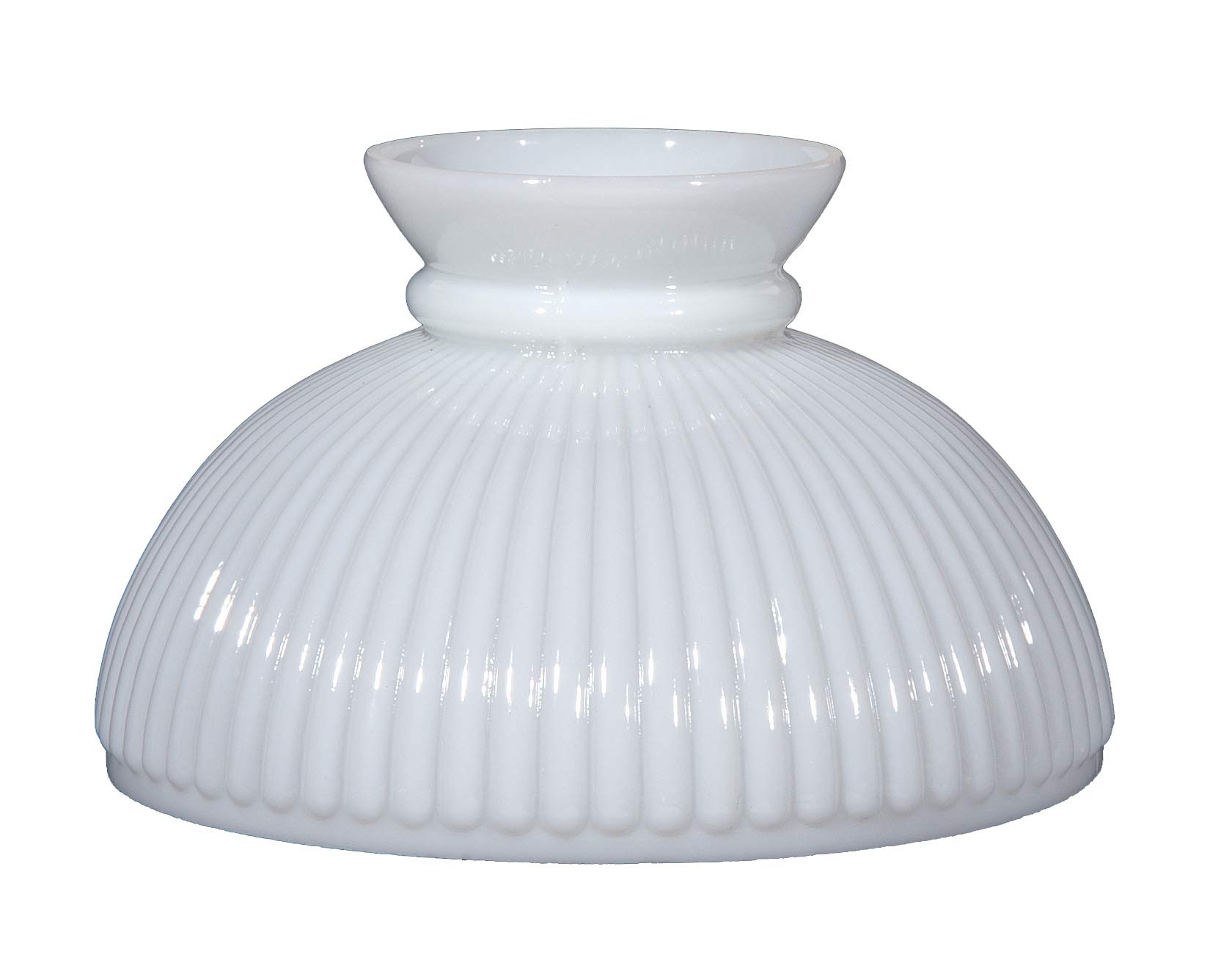 B&P Lamp® 10 Inch White Glass Ribbed Student Lamp Shade with Plain Top - Perfect for Study Desk, Reading Nook & Dorm Room Lighting