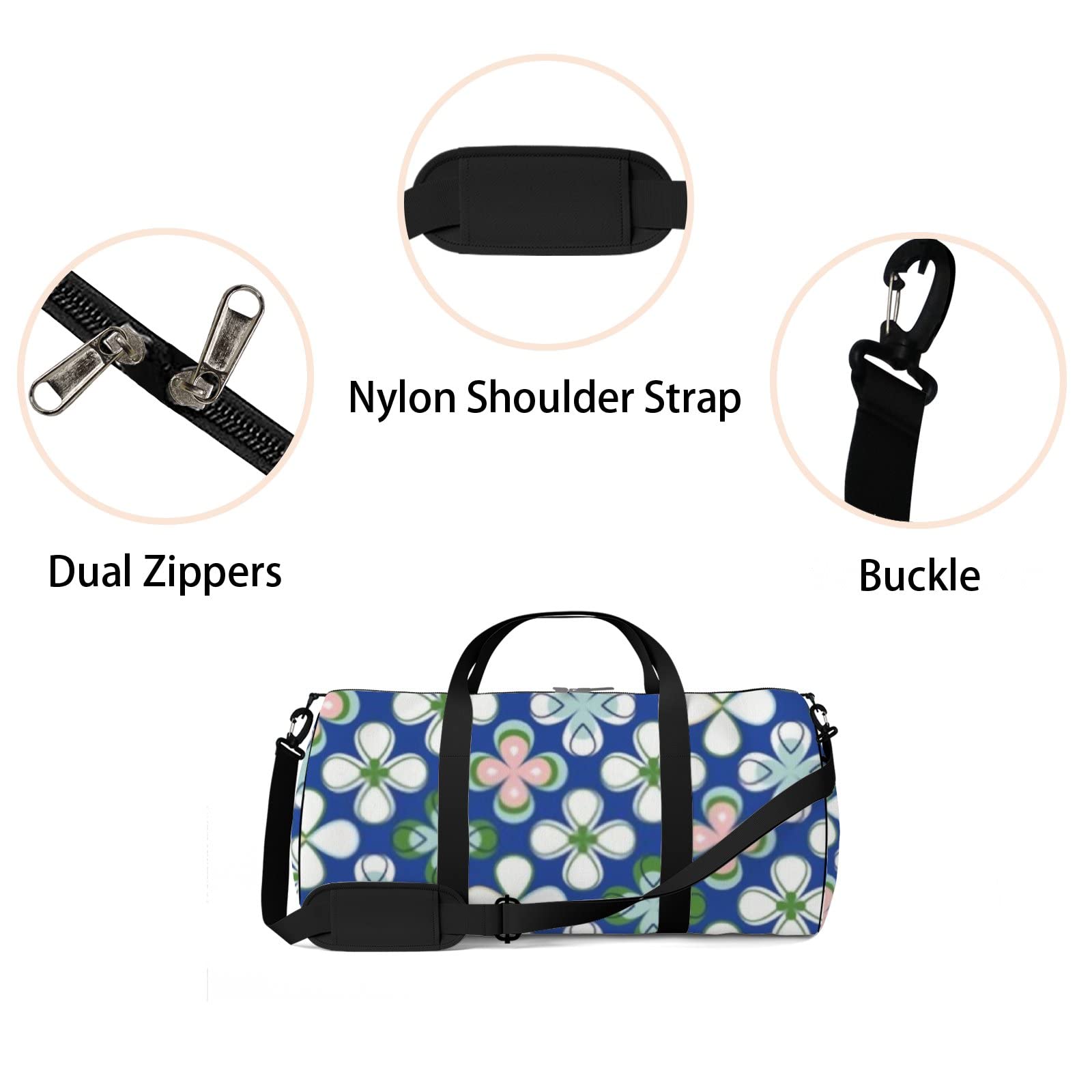Stylish Moroccan Geometric Floral Sports Duffel Bag - Lightweight Waterproof Gym Travel Tote with Shoulder Strap & Mesh Pockets for Women & Men | Perfect for Gym, Weekend Trips & Overnight Travel
