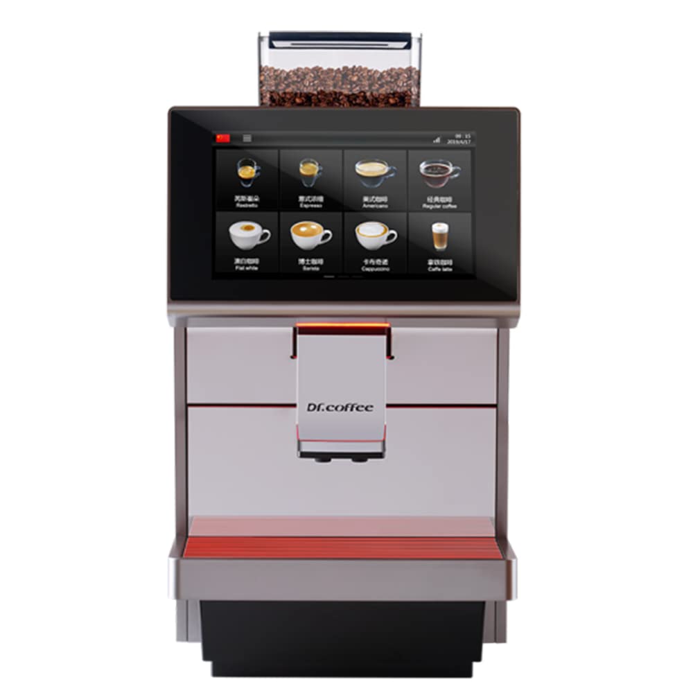 Mcilpoog WS-M12 19-Bar Pressure Commercial Espresso Machine with Ceramic Grinder & Milk Frother - Automatic Programmable Coffee Maker for Americano, Latte, Cappuccino (30+ Drinks) - Perfect for Coffee Shops, Offices & Home Use (White)