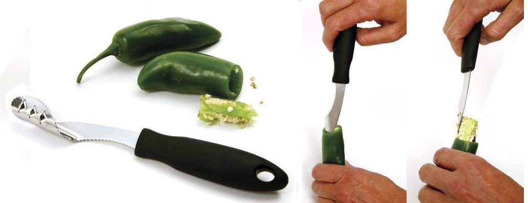 Stainless Steel Jalapeno Pepper Corer with Soft Grip Handle - Serrated Core Remover Tool for Easy Pepper Prep - Perfect for Cooking, Canning, and Mexican Cuisine