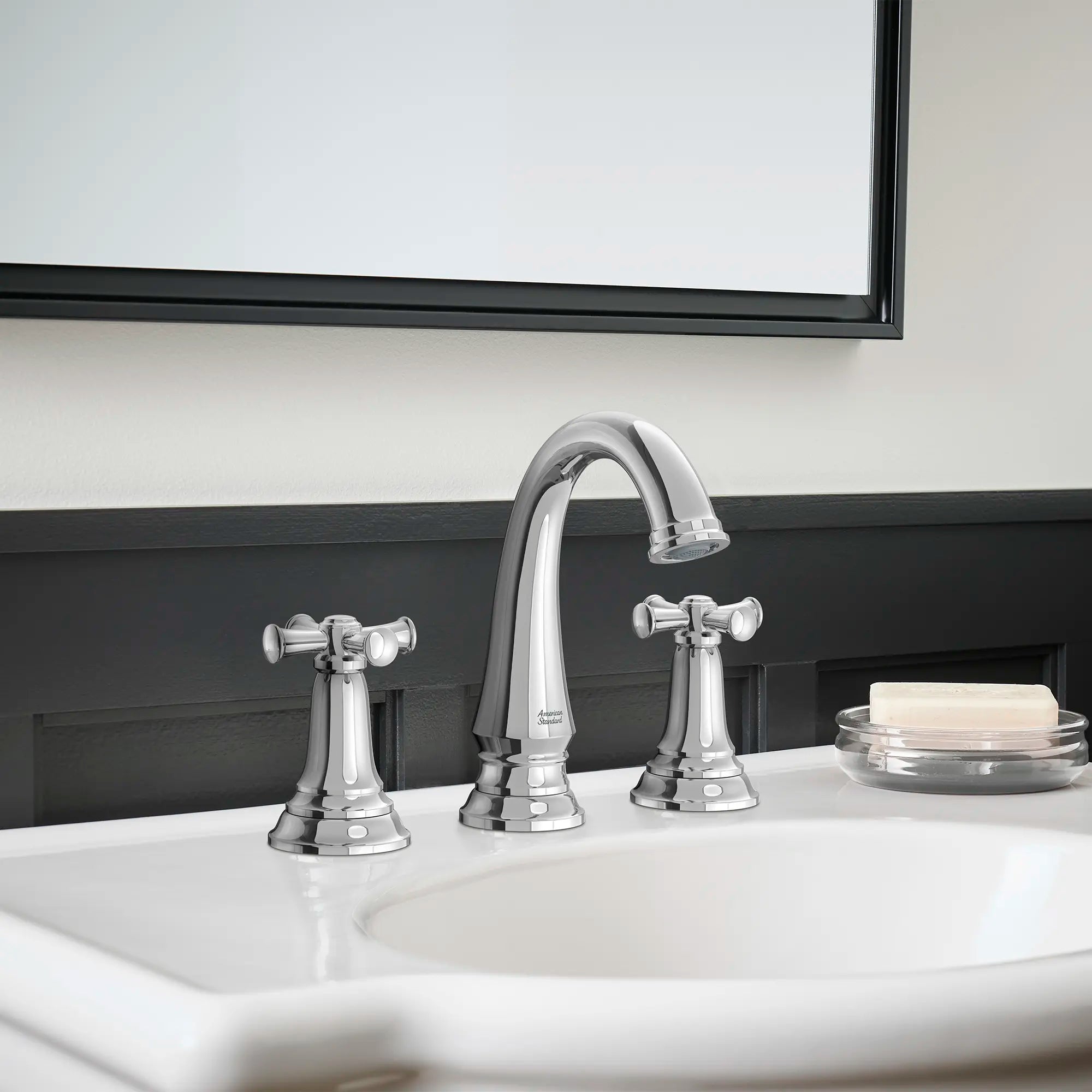 Delancey® 8 Inch Widespread 2 Handle Bathroom Faucet - 1.2 GPM/4.5 LPM Low Flow - Cross Handles - Perfect for Vanities and Powder Rooms