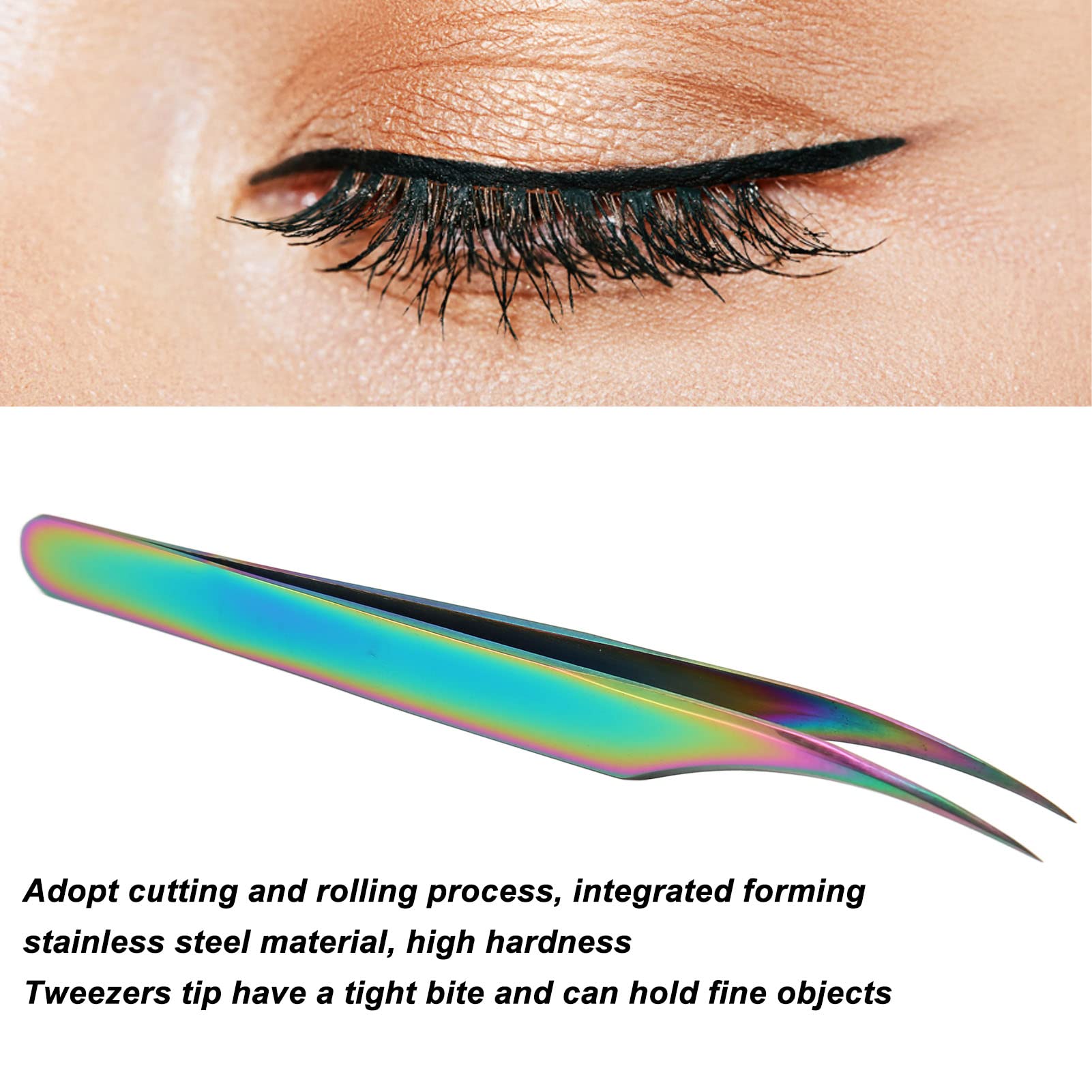 8-Piece Rainbow Stainless Steel Eyelash Extension Tweezers Set - Straight & Curved Professional Lash Tools for Precision Extensions - Perfect for Salon, Home Use & DIY Beauty Enthusiasts