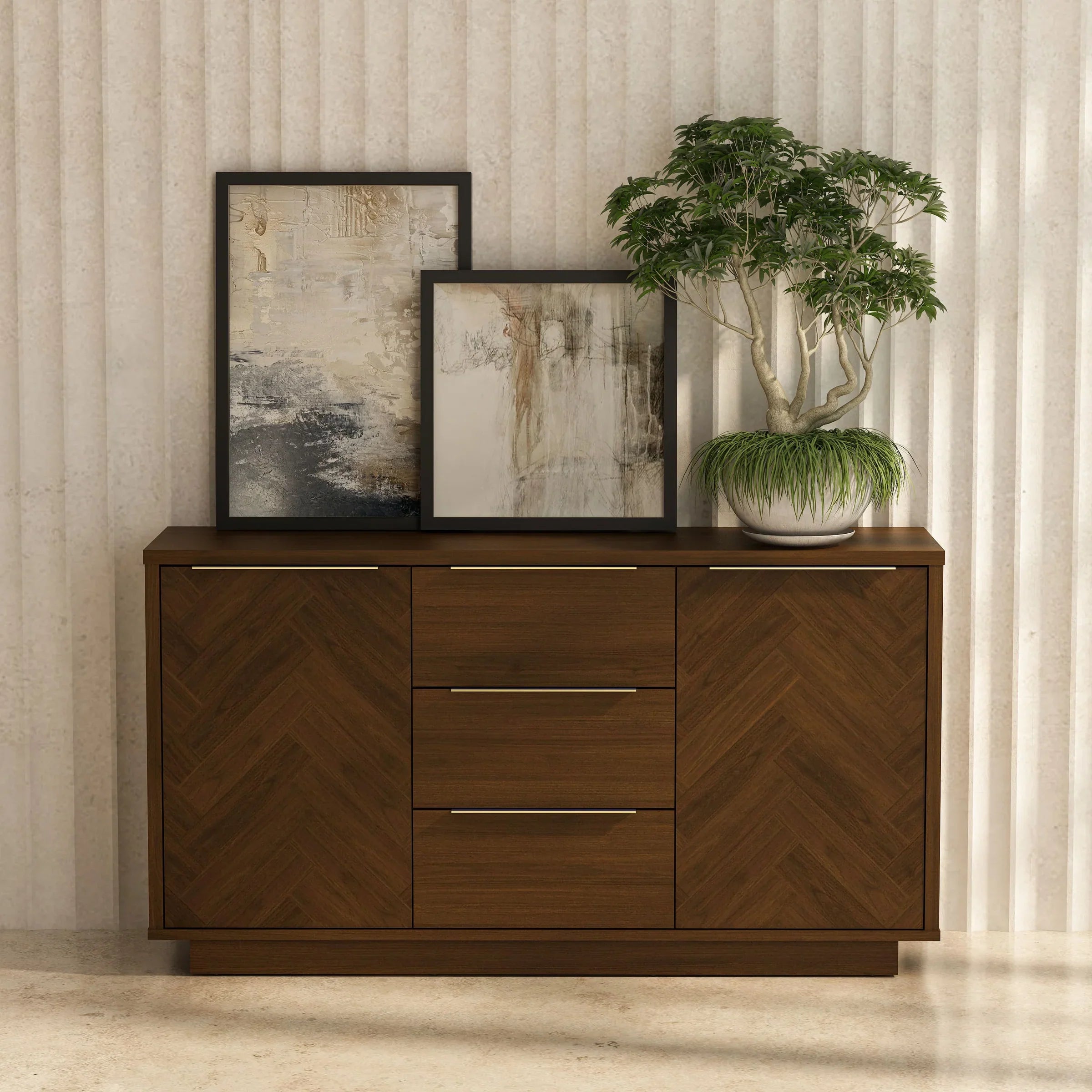 Anderson Teak Hokkaido Sideboard SB 15042 - Solid Teak Wood Buffet Cabinet with Storage for Dining Room, Living Room & Entryway
