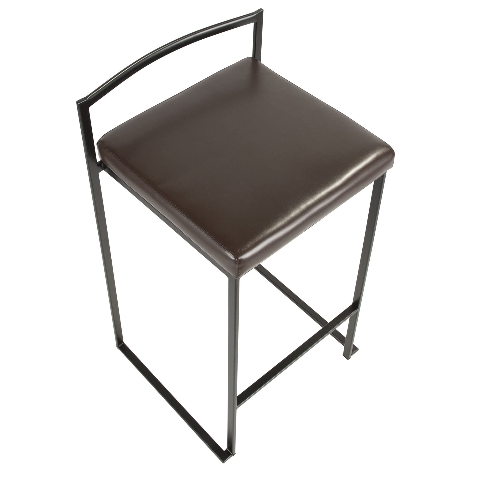 Black Metal Fuji Stacker Counter Stools - Set of 2 Kitchen Island Bar Stools, Counter Height Chairs for Breakfast Nook, Dining Bar & Home Decor
