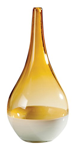 Torre & Tagus 902027A Amber & White Short Teardrop Vase - Elegant Home Decor for Centerpieces, Wedding Decorations & Tabletop Displays