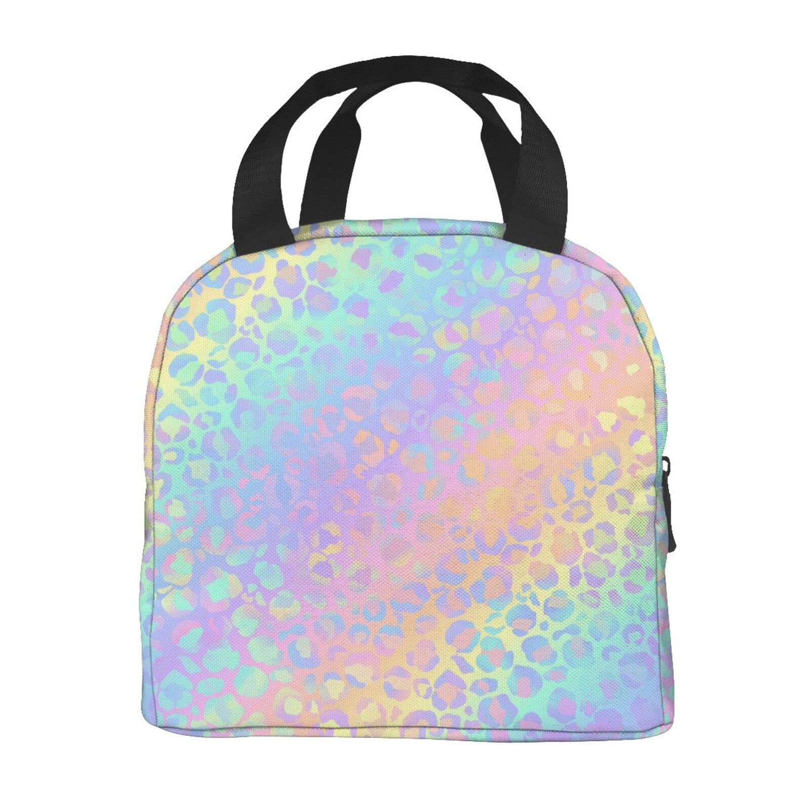 Rainbow Leopard Print Insulated Lunch Bag - Reusable Cooler Tote for Women, Men & Teens - Large Leopard Cheetah Lunch Box for Work, School & Picnics