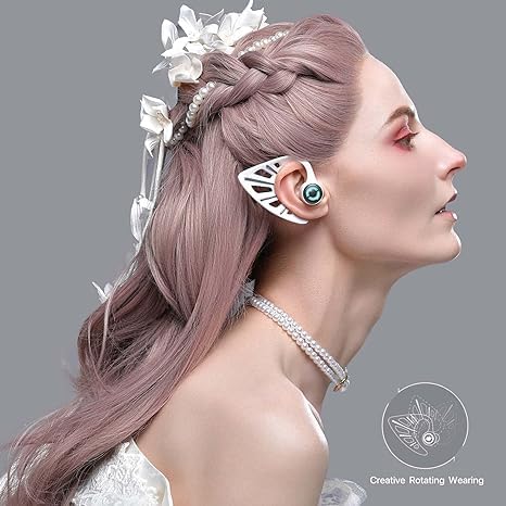 Wireless Bluetooth 5.0 Elf Ear Headphones with RGB Lighting - 10 Color Options, App Control, IPX4 Water Resistant Earbuds, Cute In-Ear Design with Charging Case - Perfect Gift for Egirls & Cosplay (White) - Great for Gaming, Streaming & Daily Use