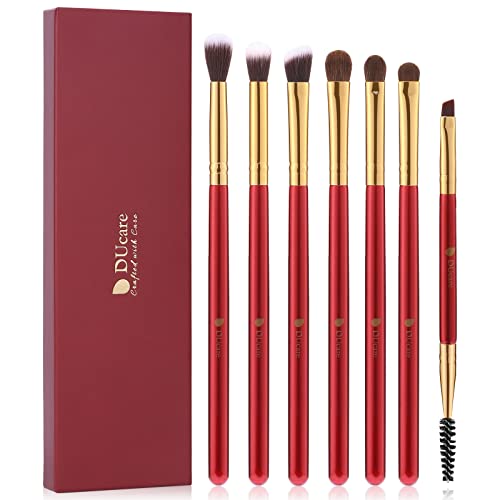 DUcare 7Pcs Professional Eyeshadow Brush Set - Concealer, Eyeliner, Eyebrow & Blending Makeup Brushes for Perfect Eye Makeup | Ideal for Daily Use, Travel & Professional Makeup Artists