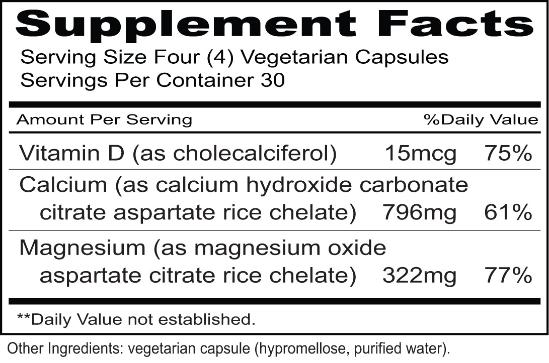 Calcium Magnesium Zinc with Vitamin D3 Supplement - 120 Vegetarian Capsules for Bone Health & Immune Support | Ideal for Adults & Seniors