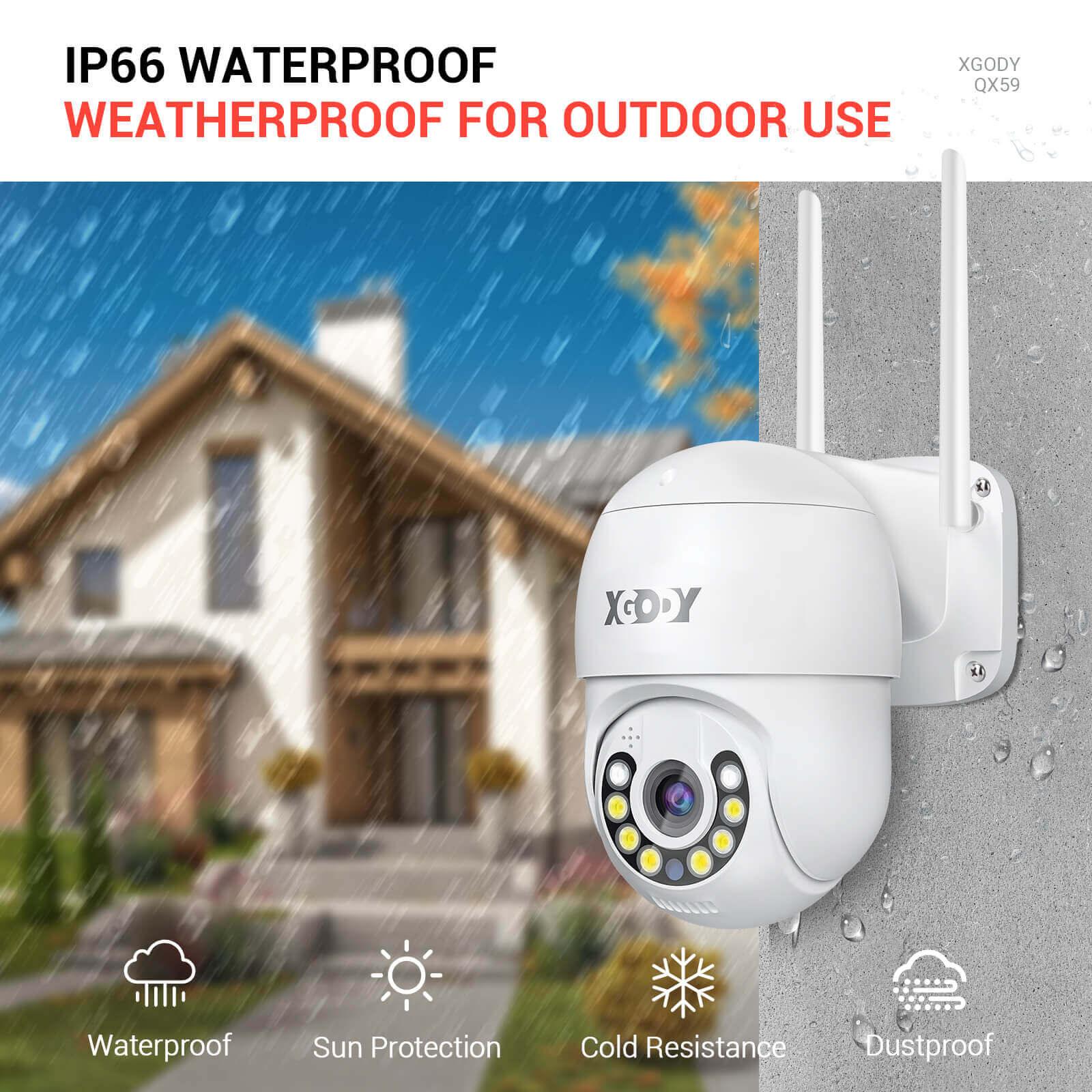 XGODY PTZ Camera 360° Outdoor Security Camera 1080P HD, IP66 Waterproof, Night Vision, Motion Detection, 2-Way Audio - Ideal for Home, Office, and Business Surveillance