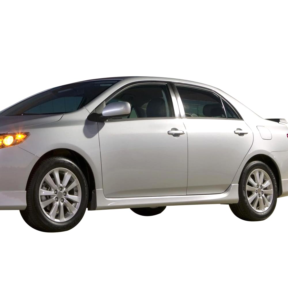 IKON MOTORSPORTS PP Black Side Skirts for 2009-2013 Toyota Corolla - Side Bottom Line Extension - Perfect for Car Customization & Street Style Enhancement