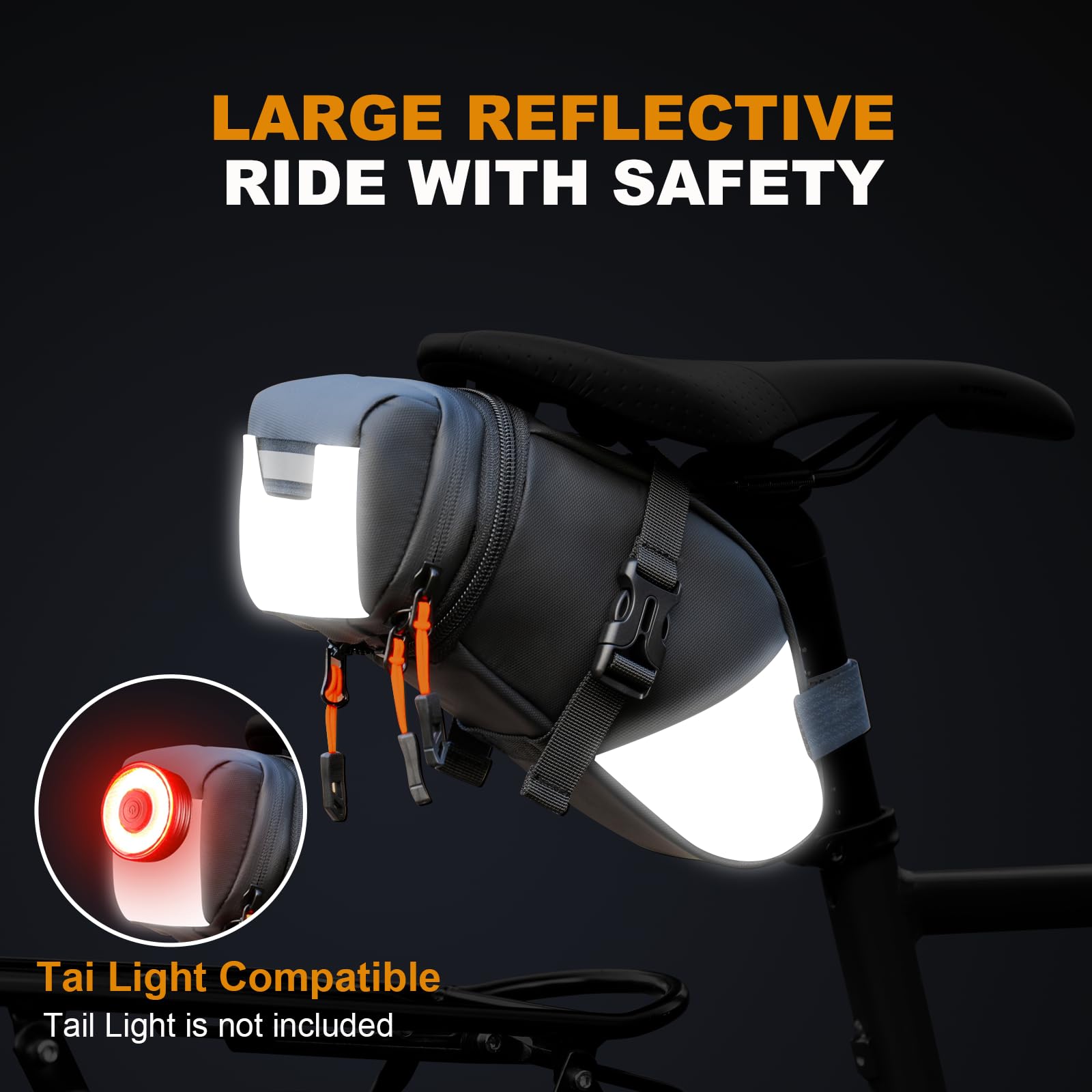NDakter 2L Large Capacity Waterproof Bike Seat Bag - Adjustable Bicycle Saddle Pouch with Reflective Coating | Under Seat Storage for Tools & Accessories | Perfect for Road Bikes, Mountain Bikes & Commuting