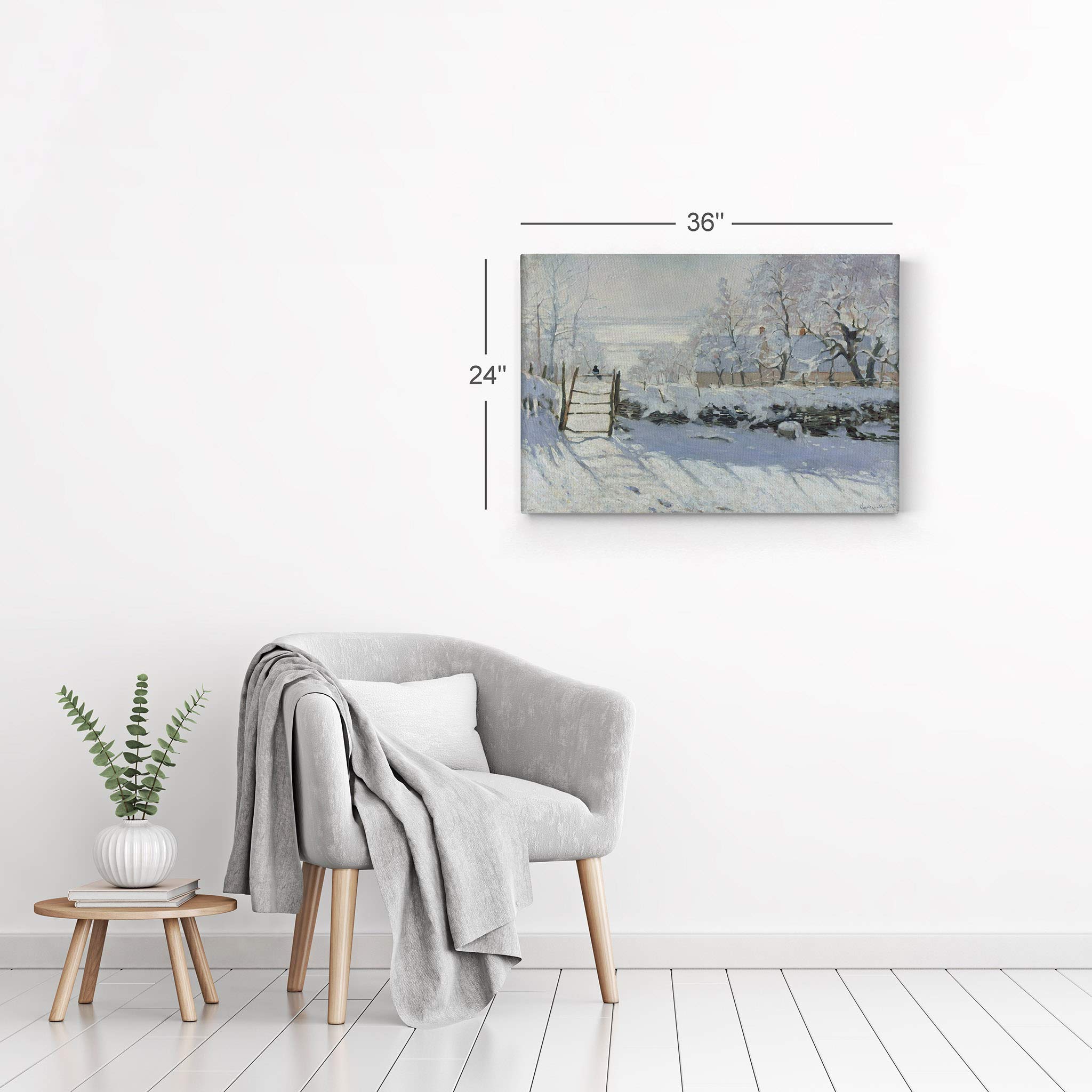 Claude Monet The Magpie Canvas Wall Art Print - Famous Oil Painting Reproduction, Modern Home Decor (24x36 Inch) Ready to Hang | Perfect for Living Room, Bedroom & Office Decor | Made in USA