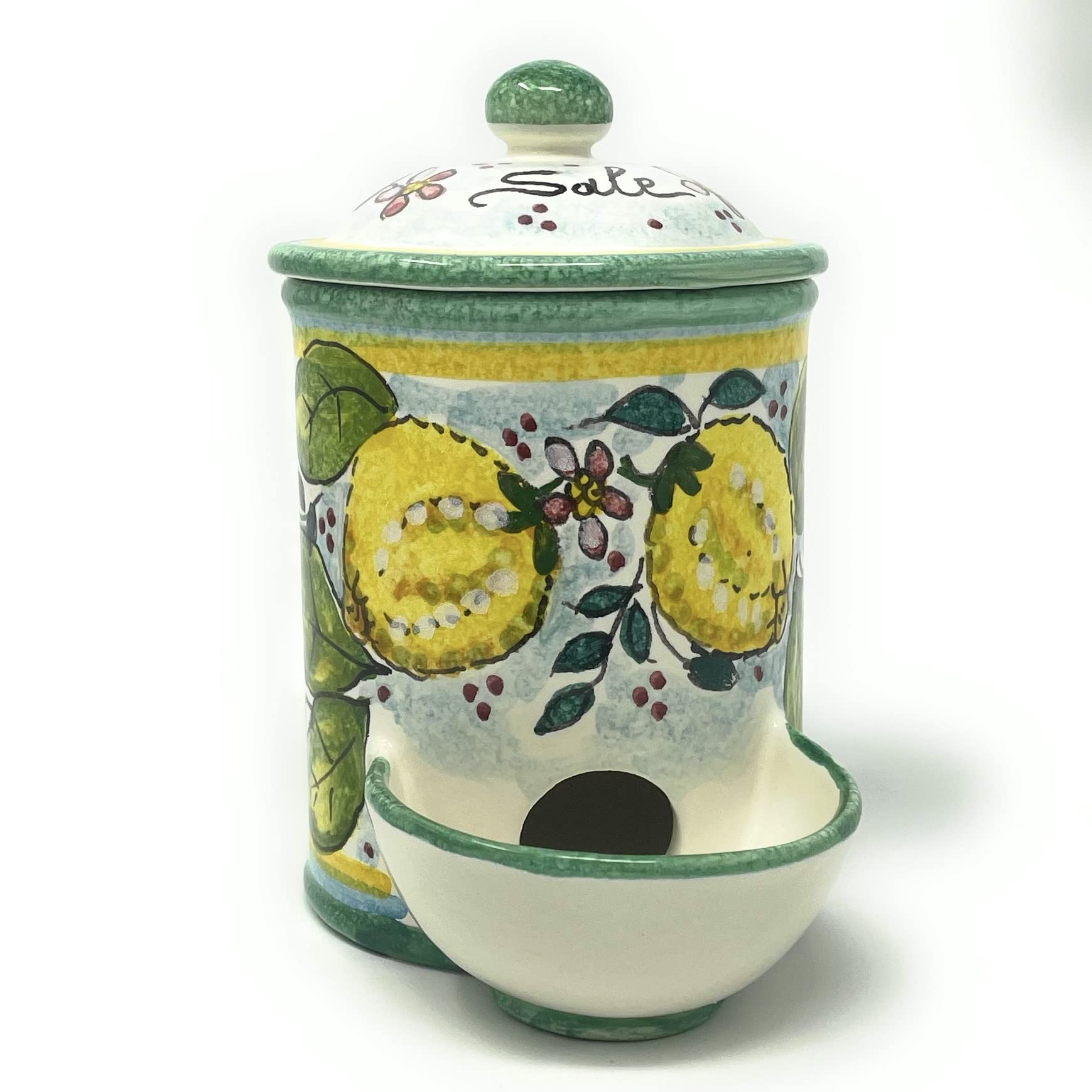Hand Painted Italian Ceramic Salt Jar - Tuscan Art Pottery by CERAMICHE D'ARTE PARRINI, Made in Italy | Perfect for Kitchen, Dining Table & Home Decor