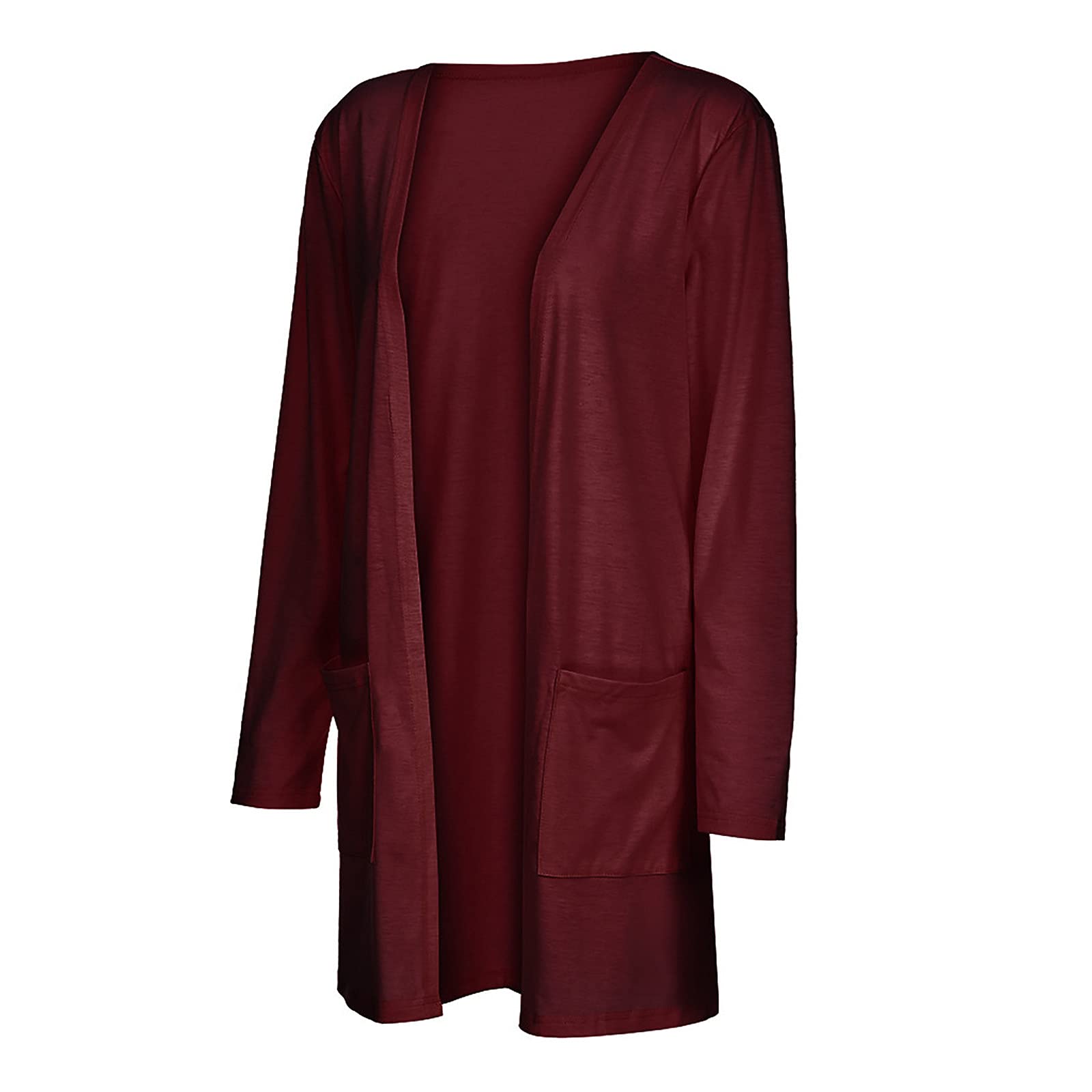 2023 Prime Big Deals Day - Women's Solid Color Lightweight Cardigan with Pockets, Long Sleeve Open Front Fall Blouse | Perfect for Office Wear, Casual Outfits & Autumn Layering