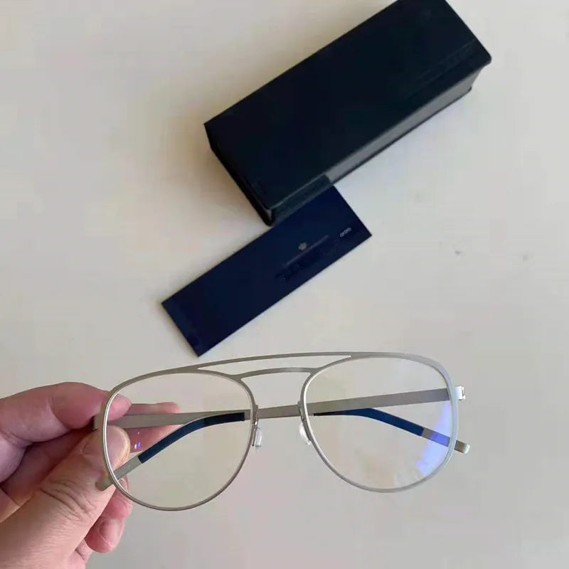Aimee Unisex Full Rim Oval Double Bridge Titanium Eyeglasses 9617 - Lightweight Durable Frame for Reading, Work & Fashion | Blue Light Blocking Glasses for Computer Use & Daily Wear