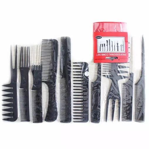 10Pcs Professional Hair Comb Set - Tail Comb, Dressing Comb, Wide & Fine Tooth Combs for Styling - Unisex Salon & Home Use with 6 Hair Section Clips - Perfect for Hair Styling, Detangling & Sectioning at Home or Salon
