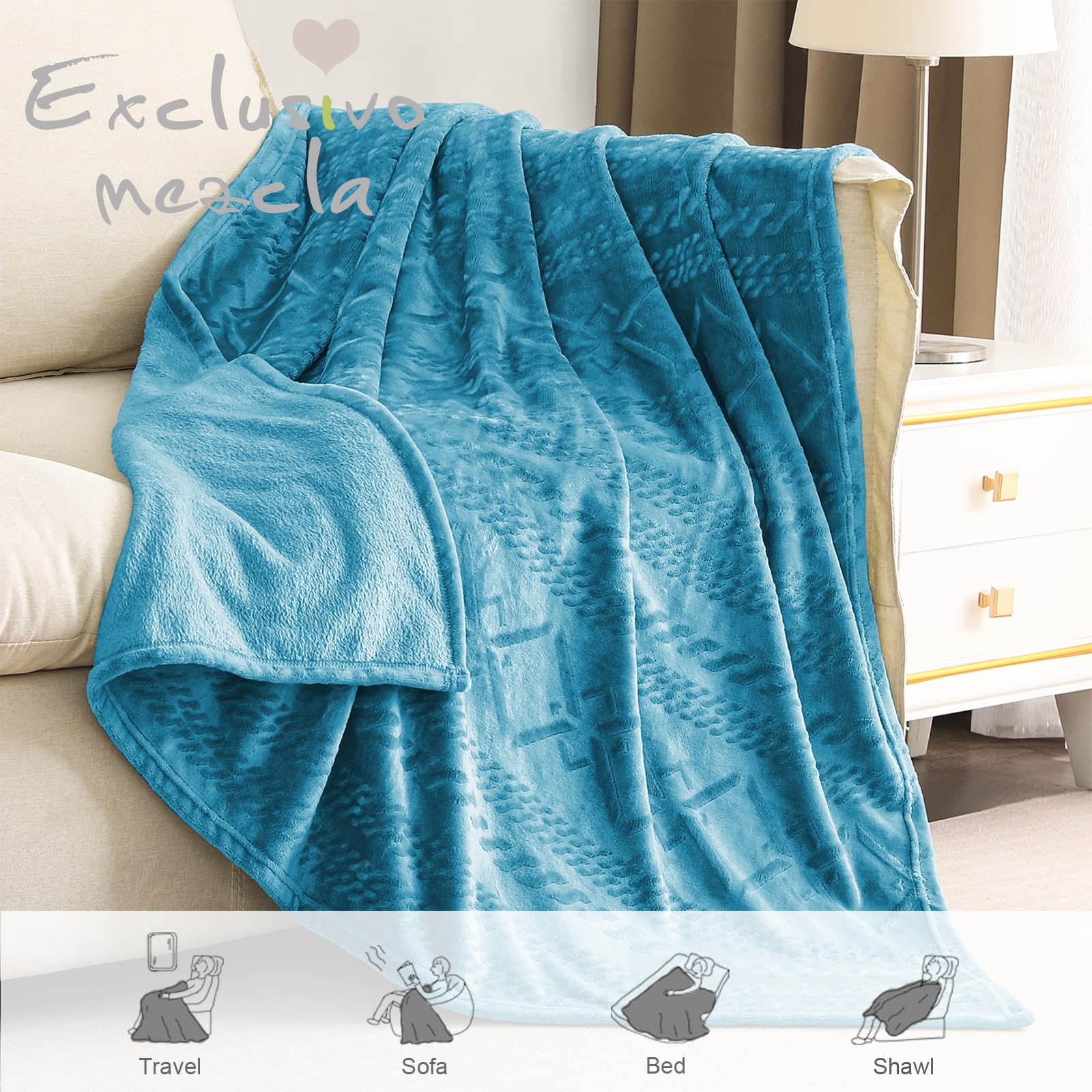 Soft Slate Blue Fleece Throw Blanket for Couch & Bed - Lightweight Decorative Blanket 50x60 Inches - All Seasons Cozy Blanket for Living Room, Bedroom, Travel & Gift Giving