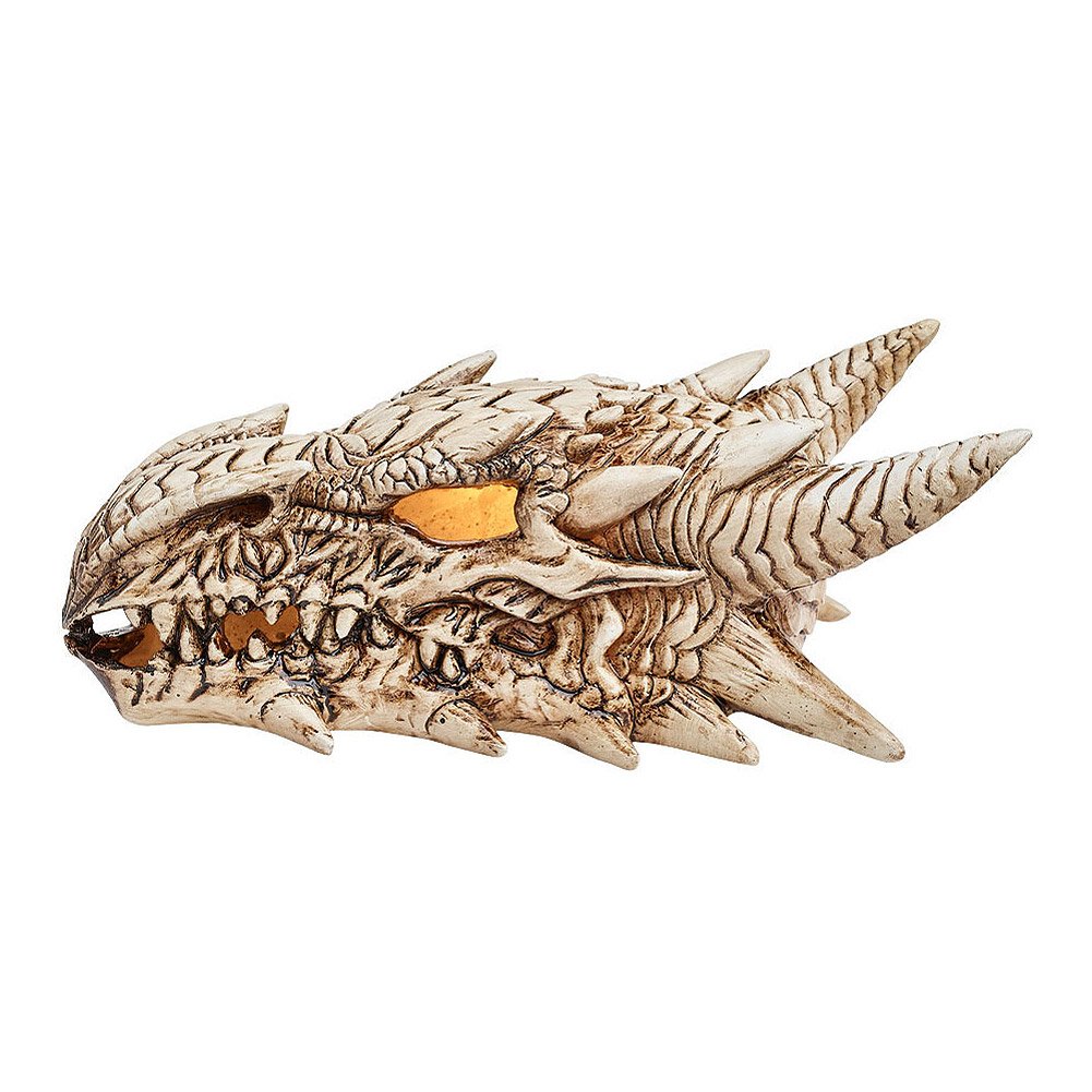 Alchemy Gothic LED Dragon Skull - White for Gothic Decor