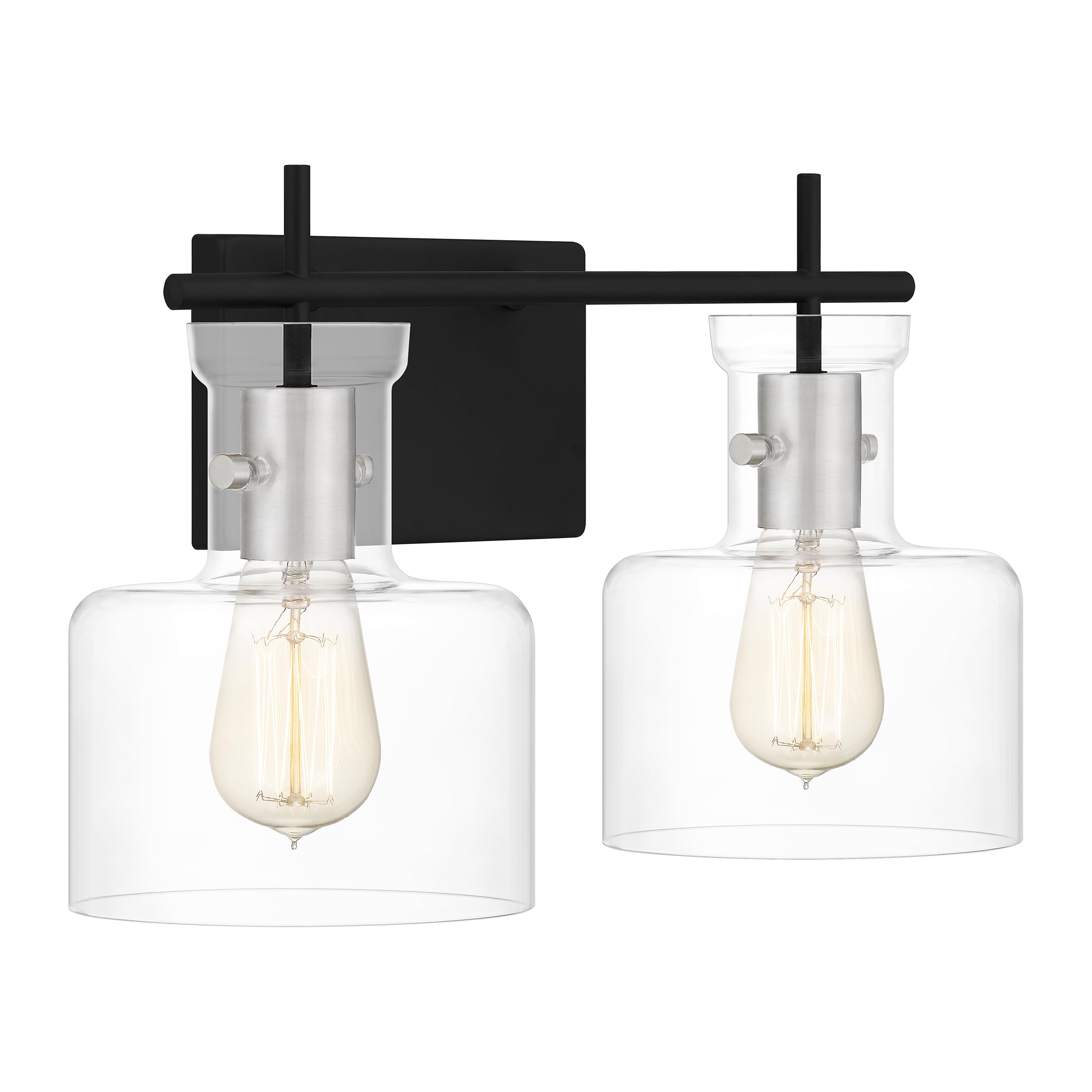 Quoizel Pensbury 2-Light Matte Black Bathroom Vanity Light - Perfect for Modern Bathroom, Bedroom, or Dressing Room Lighting