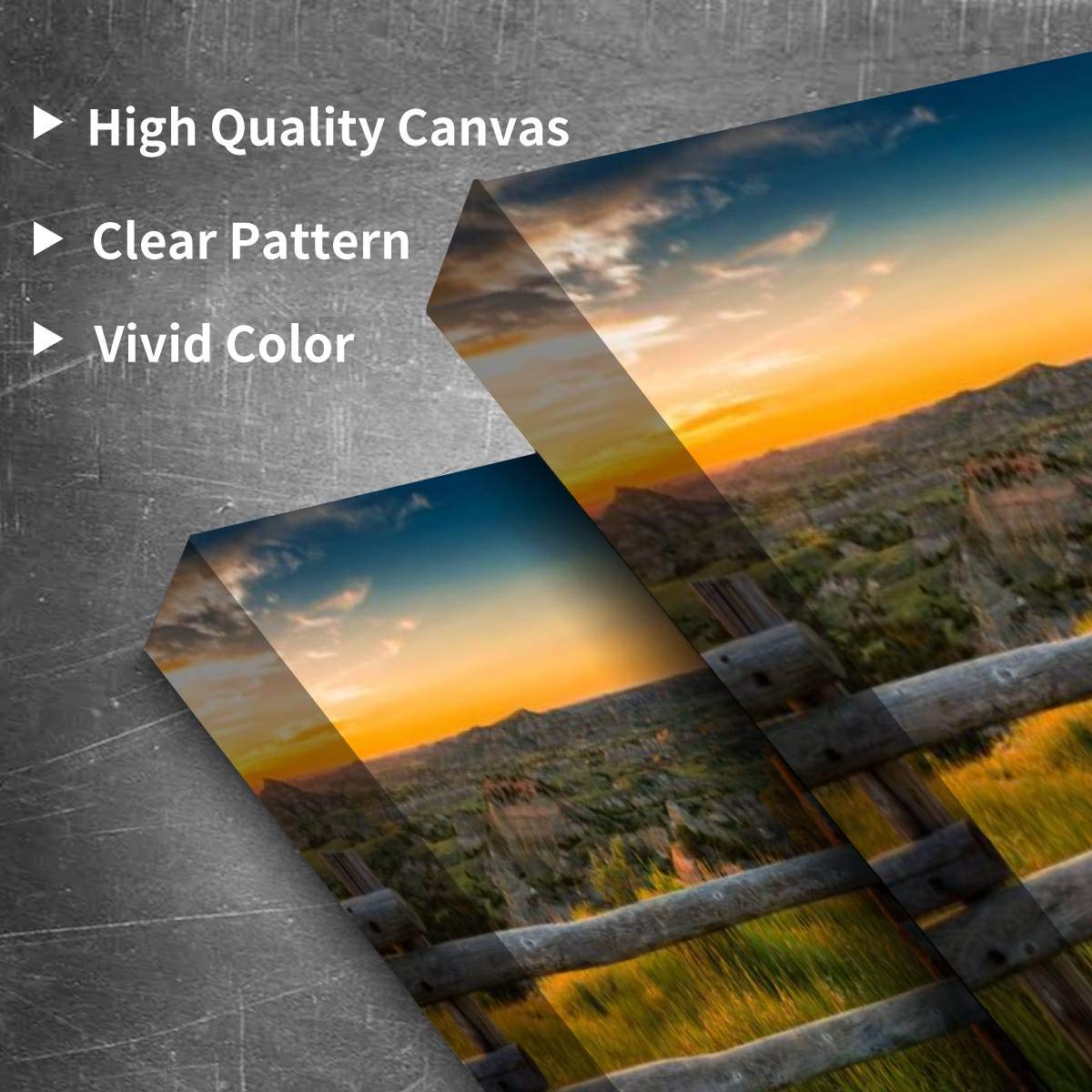 Badlands Sunset Landscape Canvas Wall Art - 3 Panel Natural Scenery Paintings for Living Room & Bedroom Decor - Premium Printed Poster Home Decoration | Perfect for Housewarming Gifts & Modern Interior Design