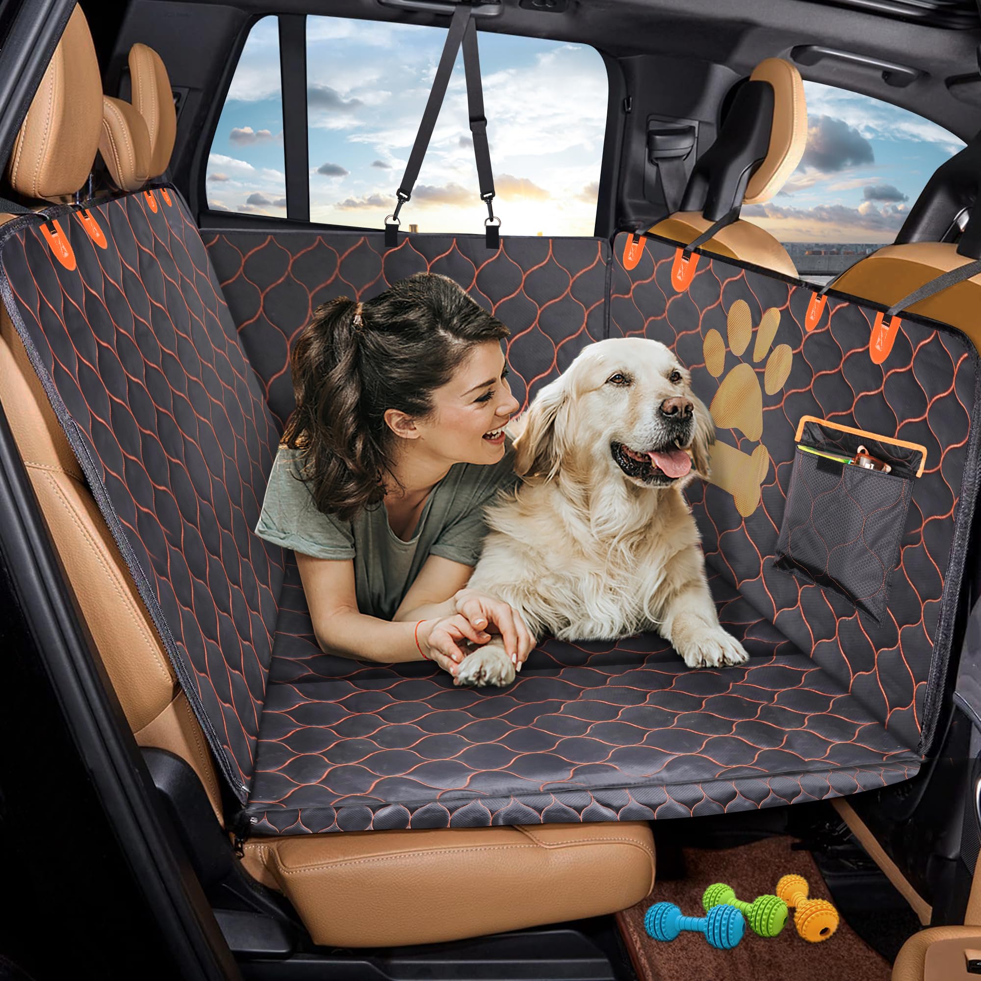 **VTSGN Heavy Duty Dog Car Seat Cover - 330lb Capacity, Waterproof & Scratch-Proof Back Seat Extender for SUVs & Trucks | Non-Slip, Durable & Detachable Pet Hammock - Perfect for Road Trips, Camping & Outdoor Adventures**